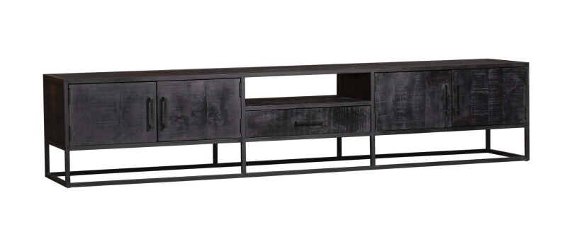 Industrieel tv-meubel Denver mangohout zwart.
