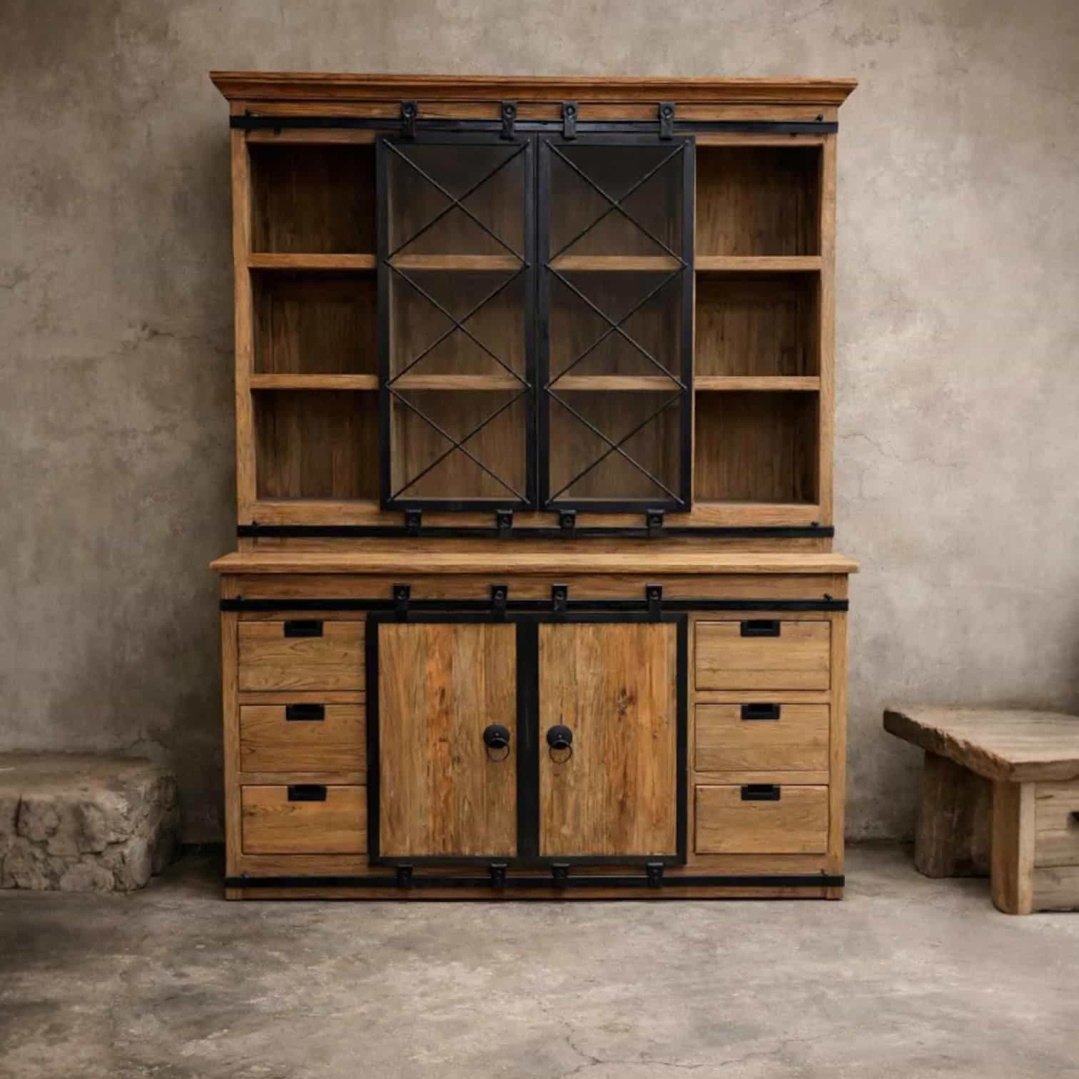 Vitrinekast Donny | Massief Teak