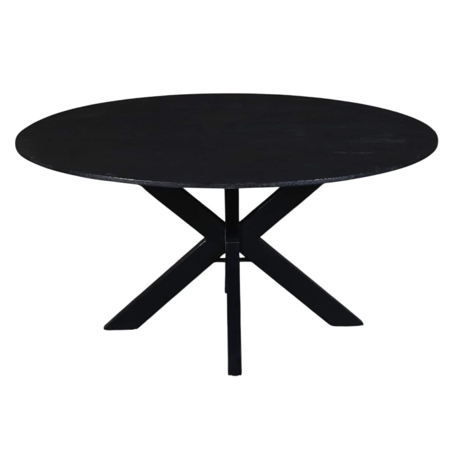 Eetkamertafel mangohout rond zwart 150cm