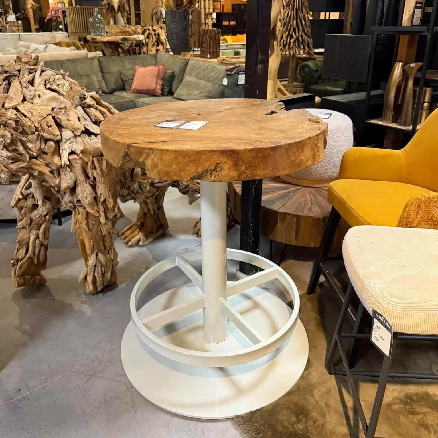 Ronde Countertafel Teakhout Uniek