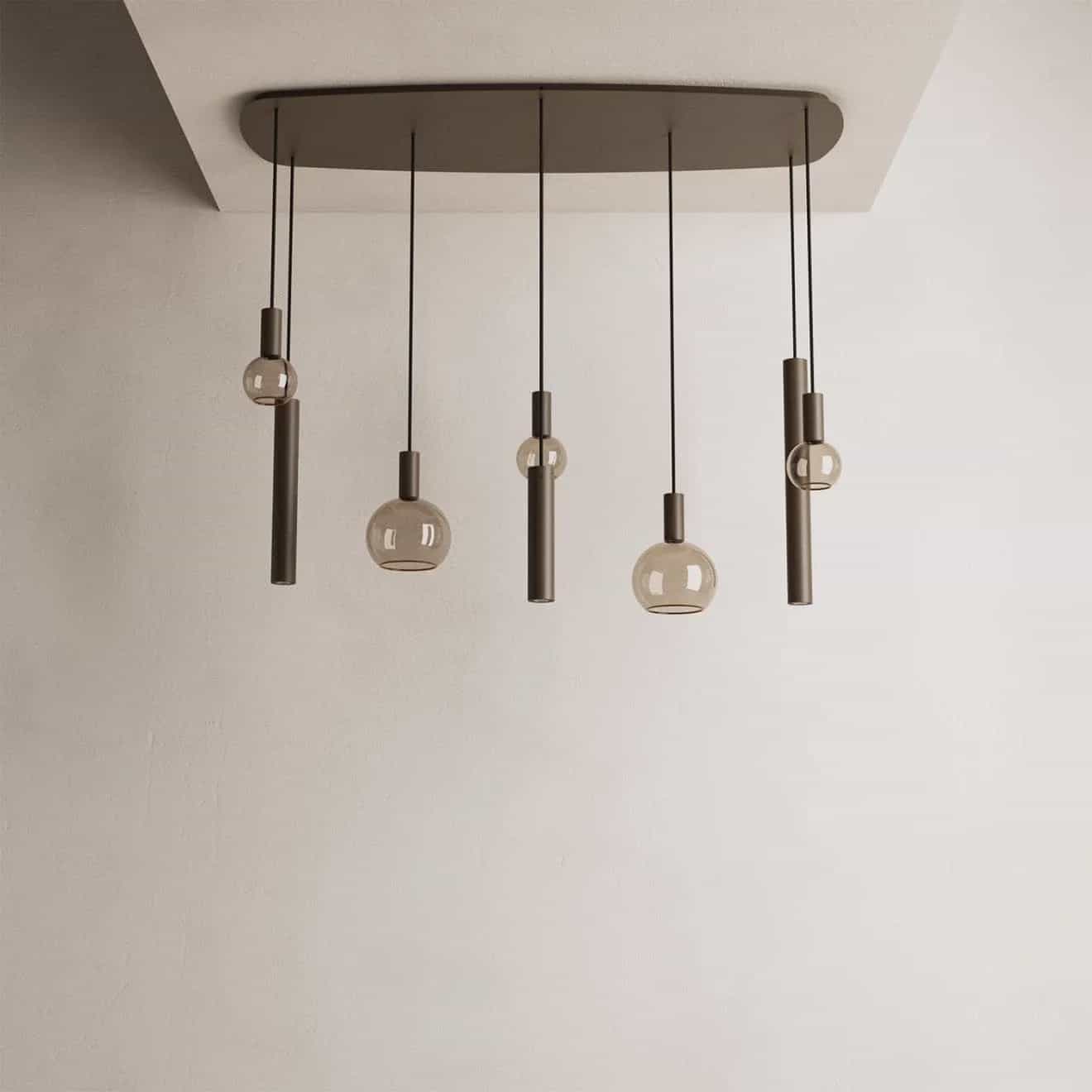 Ztahl Riva Hanglamp Deens Ovaal 145cm: 8-Lichts Designlamp: Handgemaakt Staal
