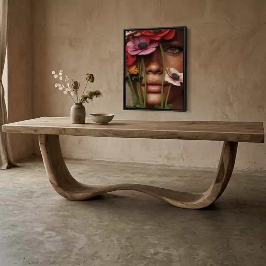 Eettafel Suarhout Unieke Houten Poot