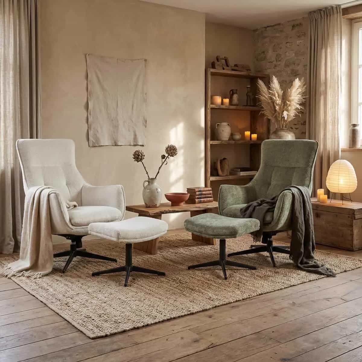 Fauteuil Flynn met hocker