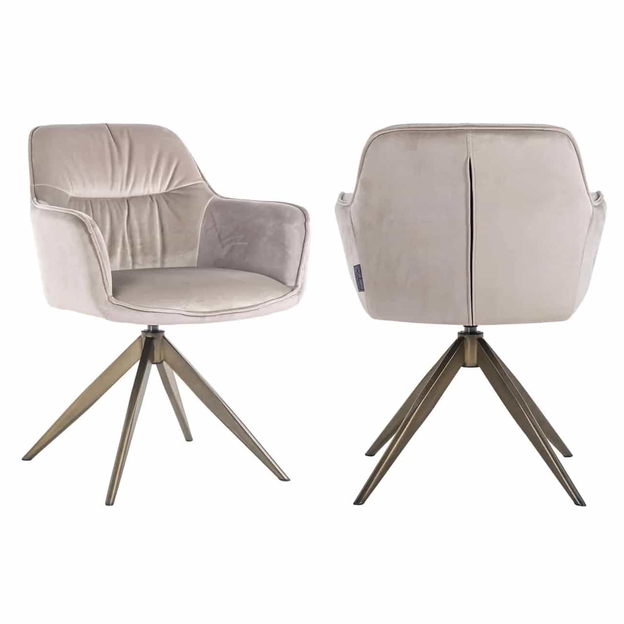 Eetkamerstoel Aline khaki velvet swivel fire retardant