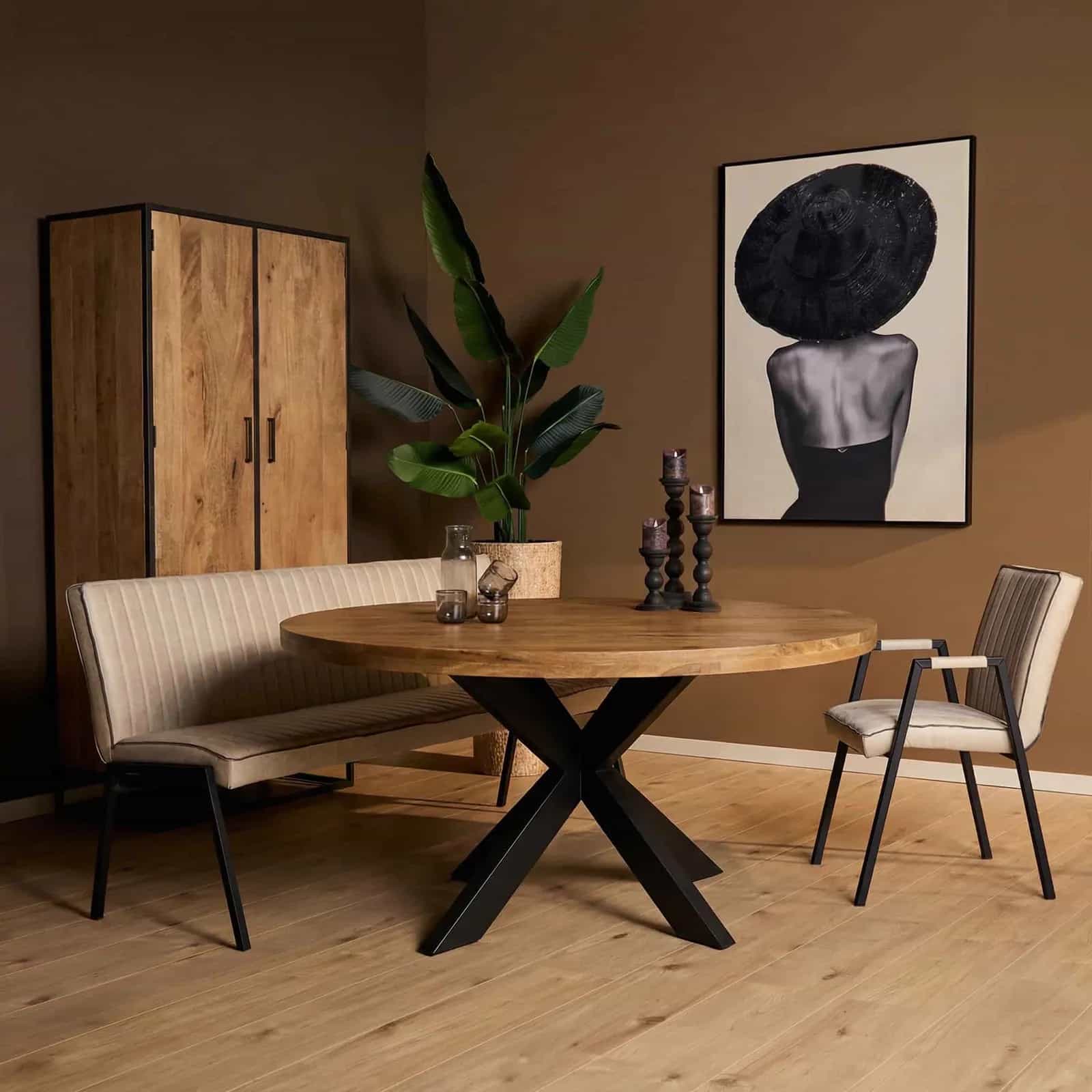 Ronde eettafel Dakota Naturel Mangohout 130 cm