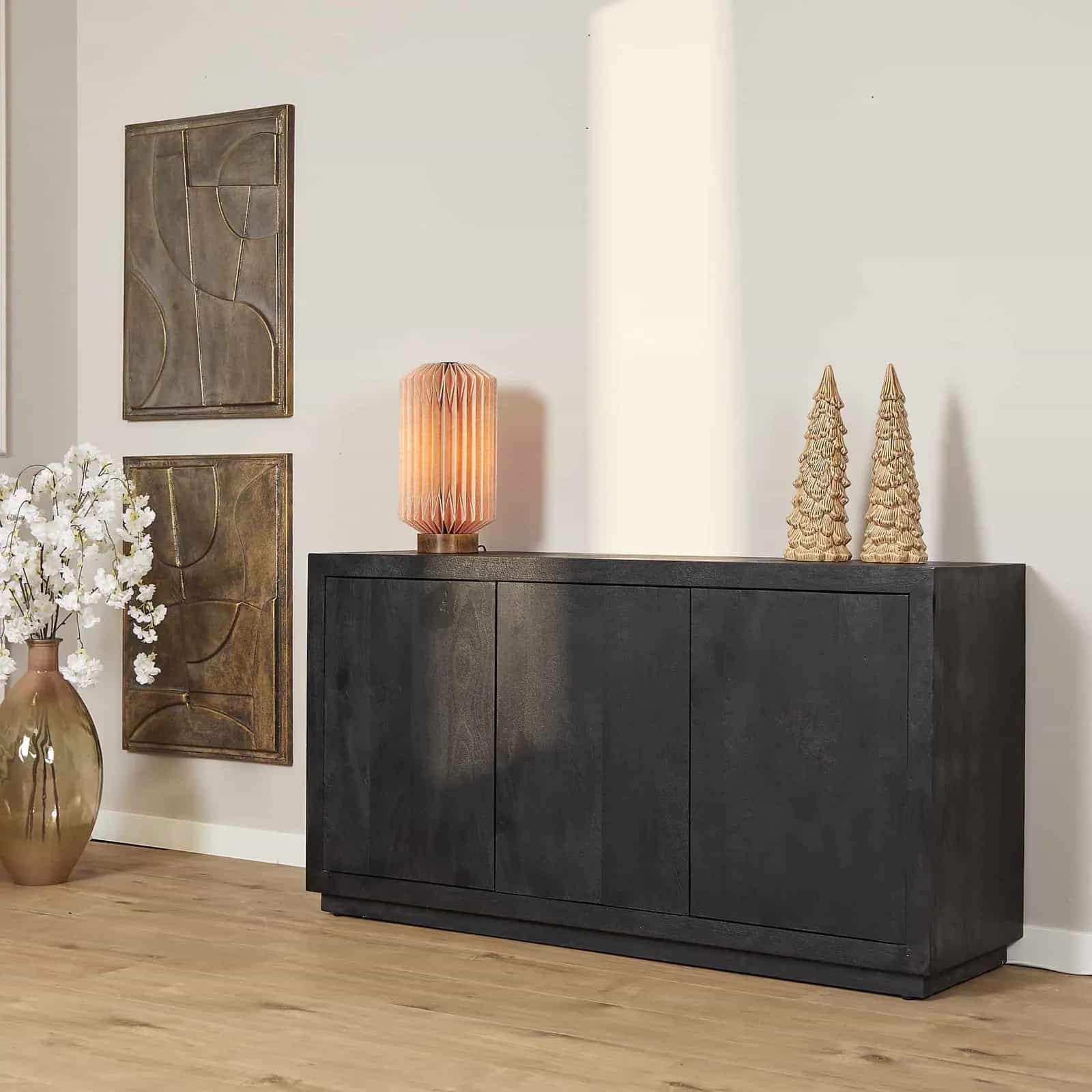 Dressoir Brussel Zwart Mangohout 150 cm