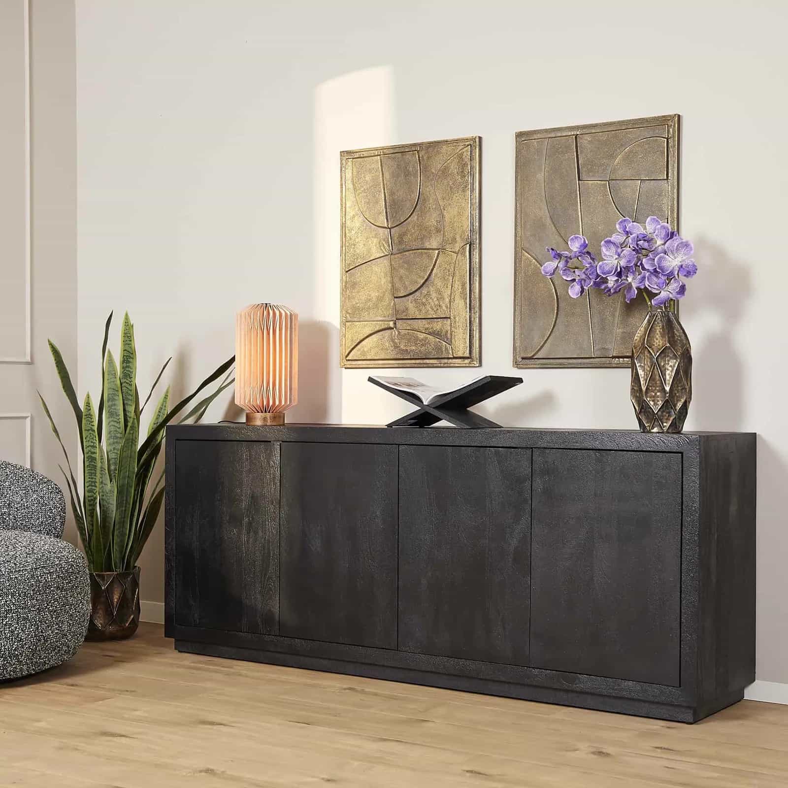 Dressoir Brussel Zwart Mangohout 200 cm