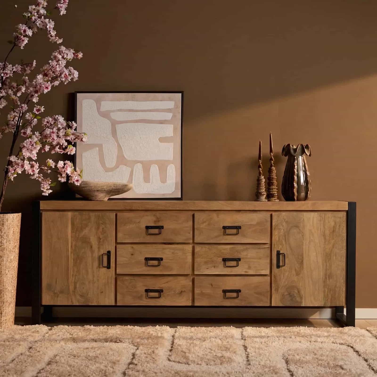 Dressoir Britt Naturel Mangohout 200 cm