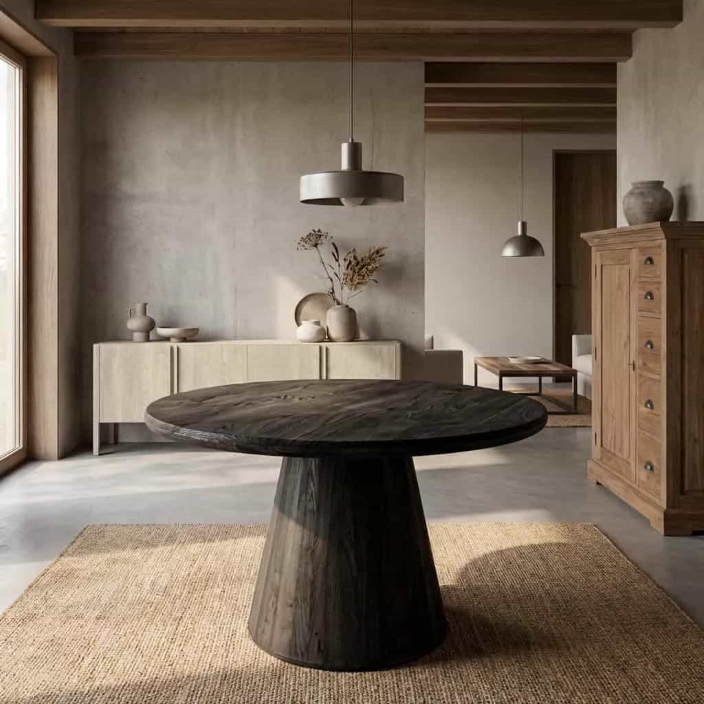 Asti Eetkamertafel rond zwart 130 cm