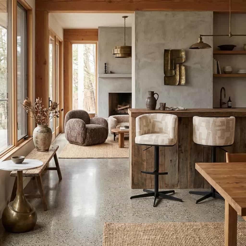Barstoel Cheyenne beige graffic swivel