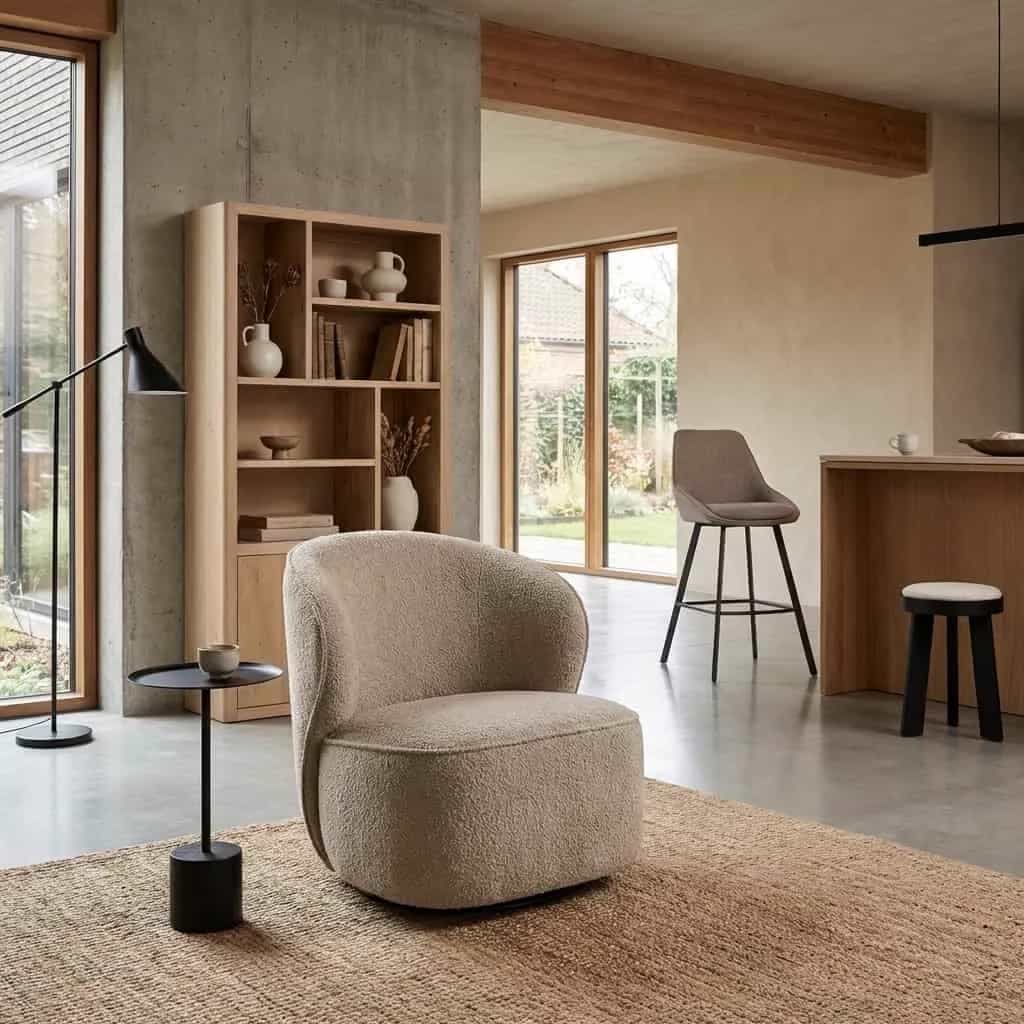 Belvi Fauteuil - fabric AJ3019-11 Beige (draaibaar)