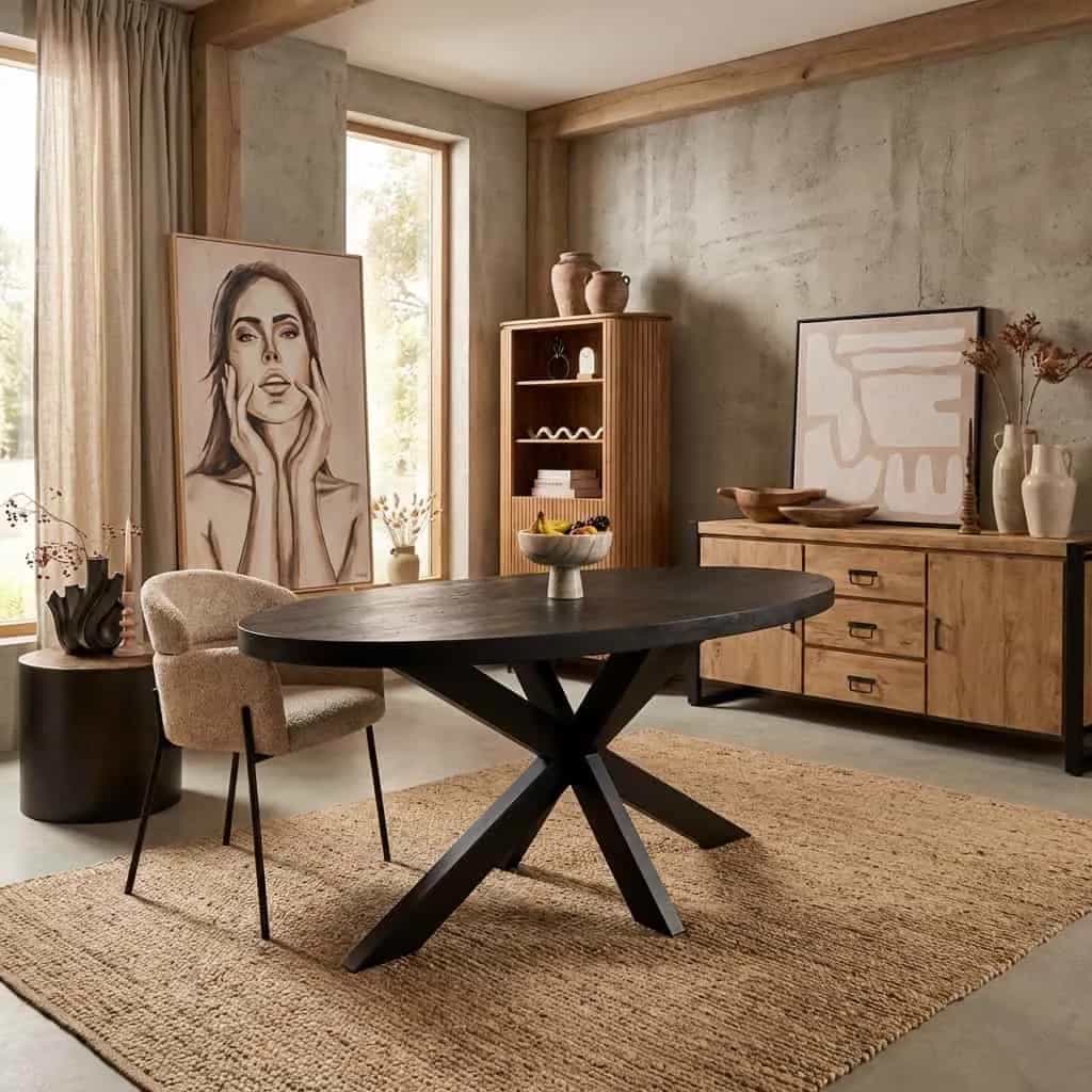 Eettafel Denver Black | 160 cm | Ovaal
