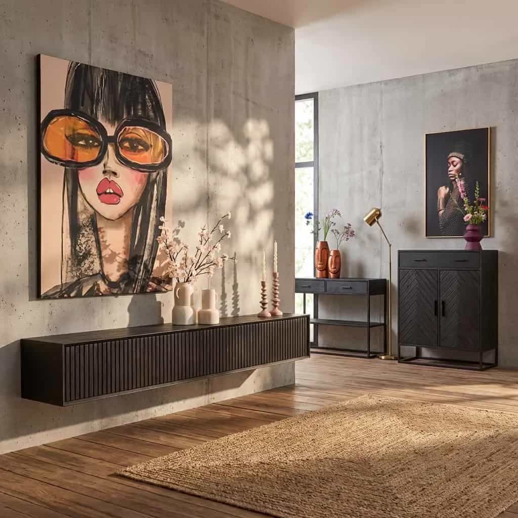 Zwevend tv meubel Madison Black | 240 cm
