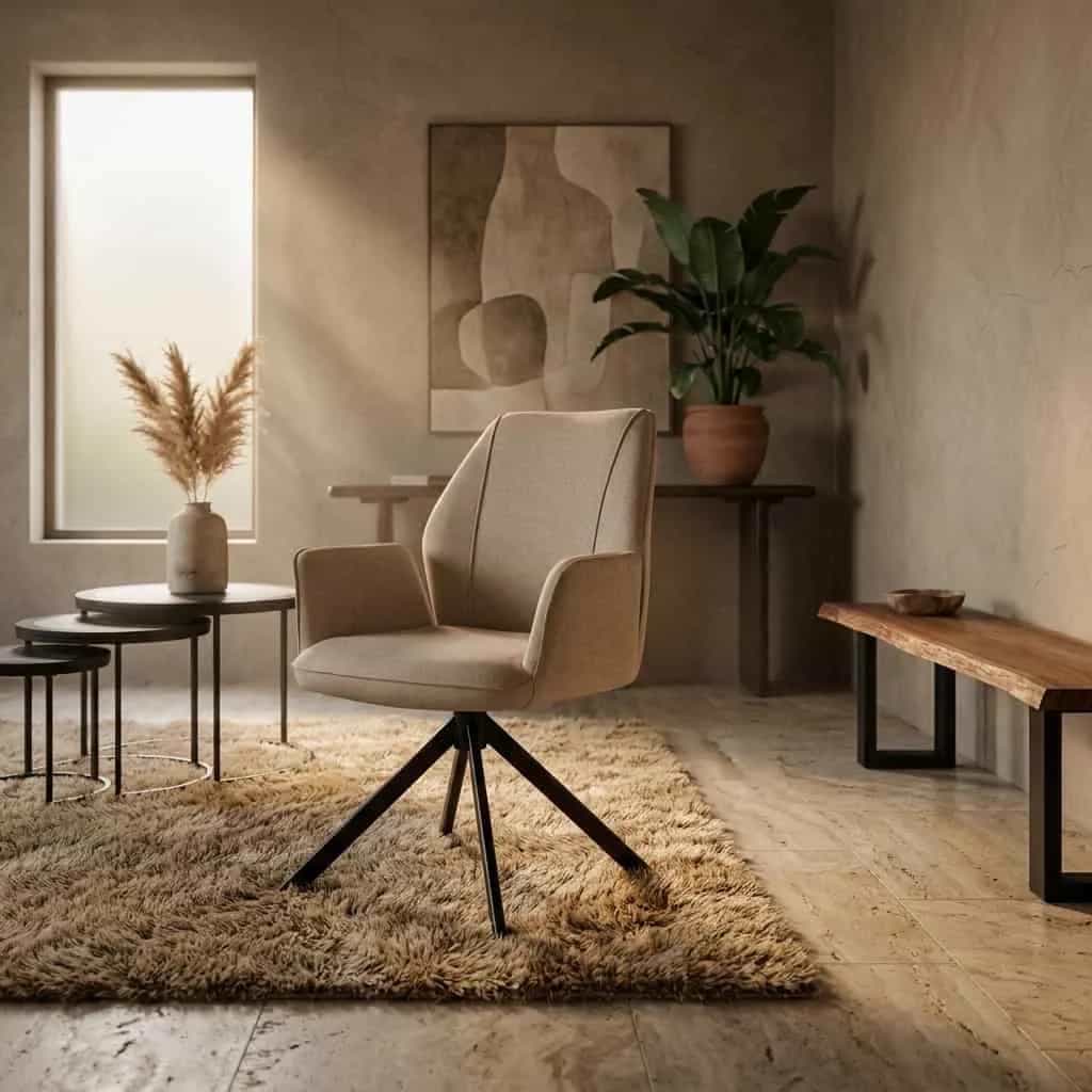 Alba eetkamerstoel - draaipoot 360ARS - Storm - Beige 06
