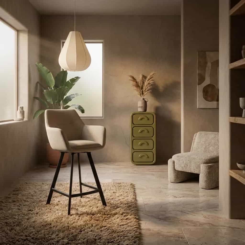 Barkruk Bliss met armleuning - beige