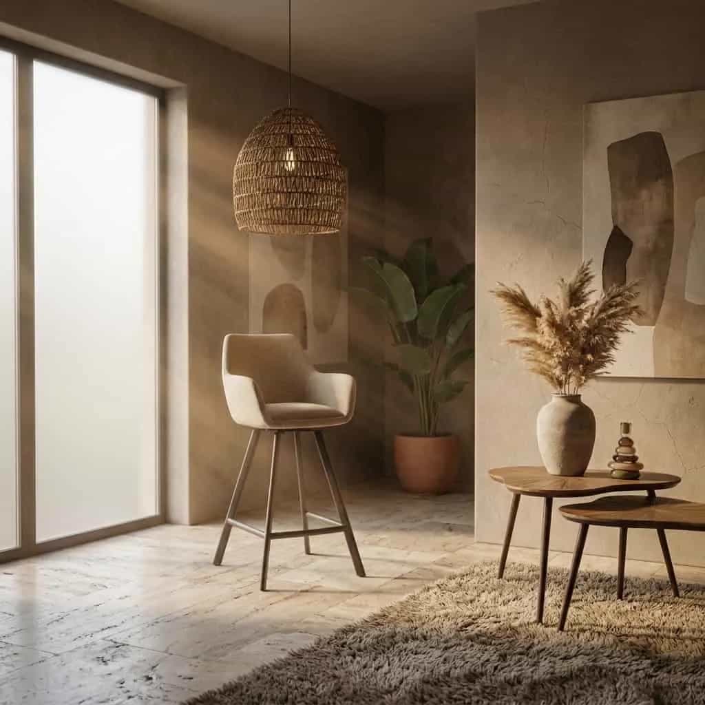 Barkruk Bliss met armleuning - taupe