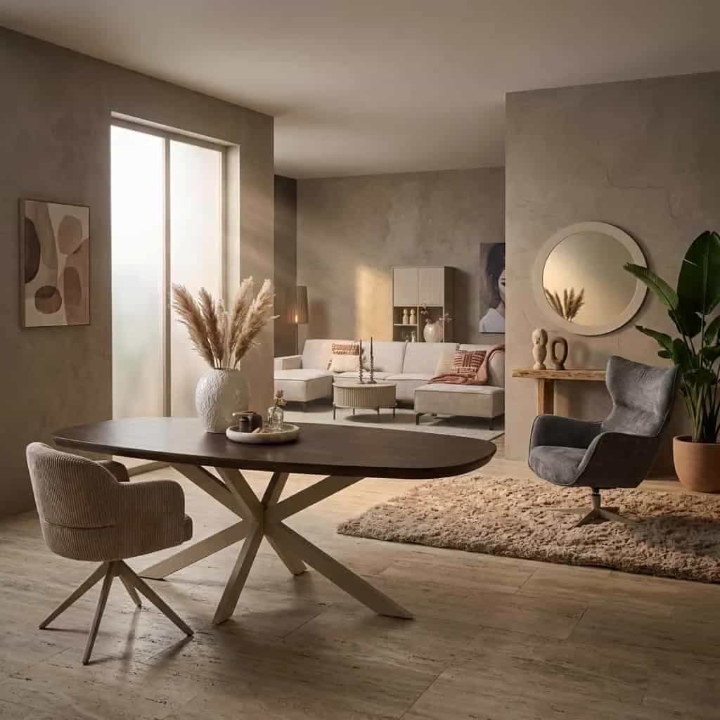 Deens ovale eettafel Madison Bruin Poot Zand Mangohout 240 cm