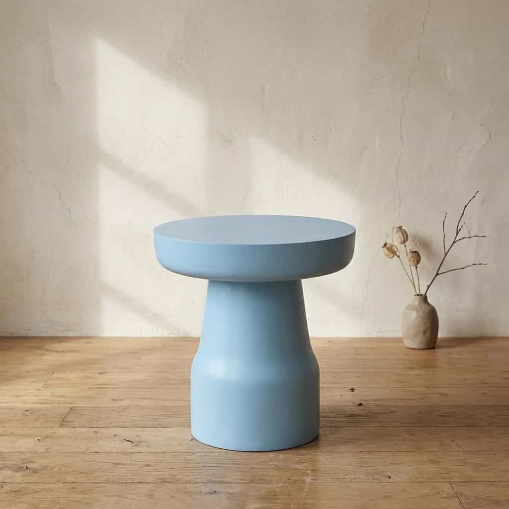 Bijzettafel Drum Blauw Mangohout 40 cm