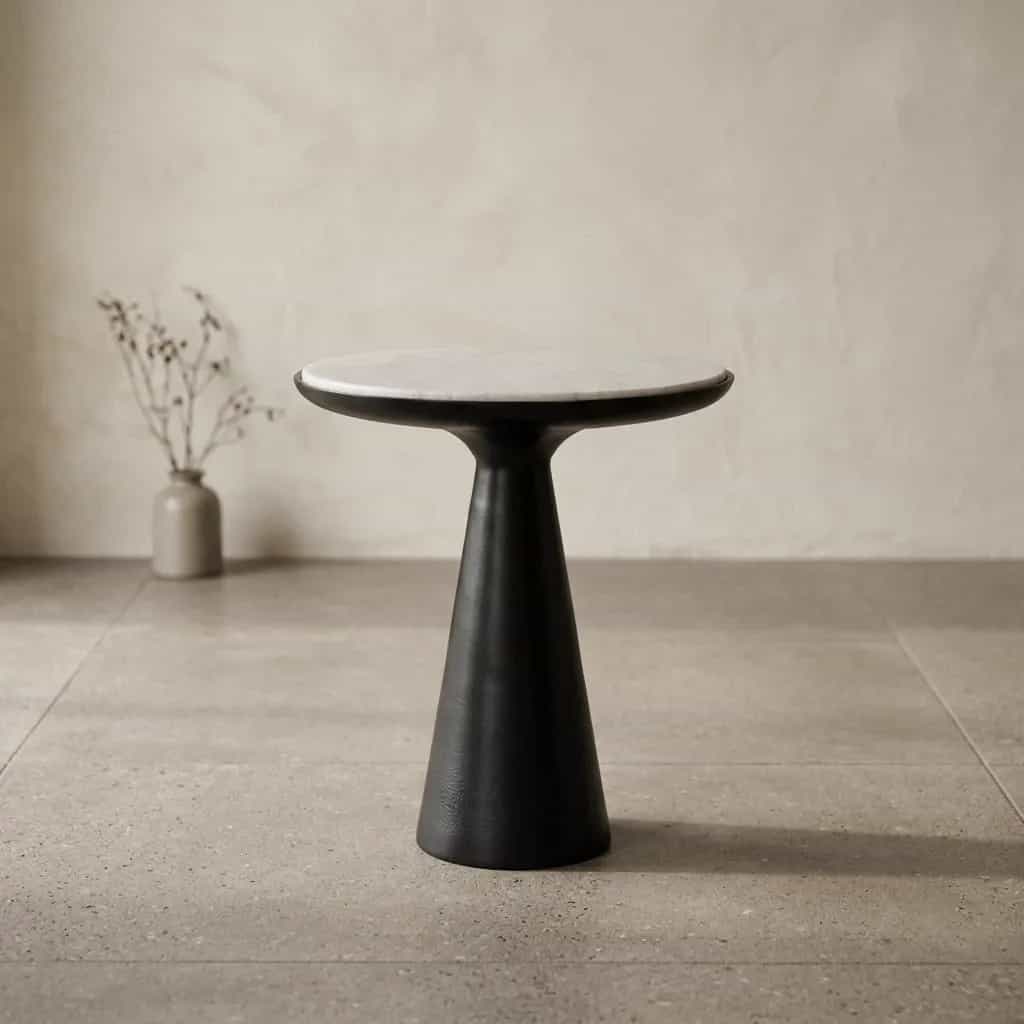 Bijzettafel Essy Zwart Marmer & metaal 38 cm