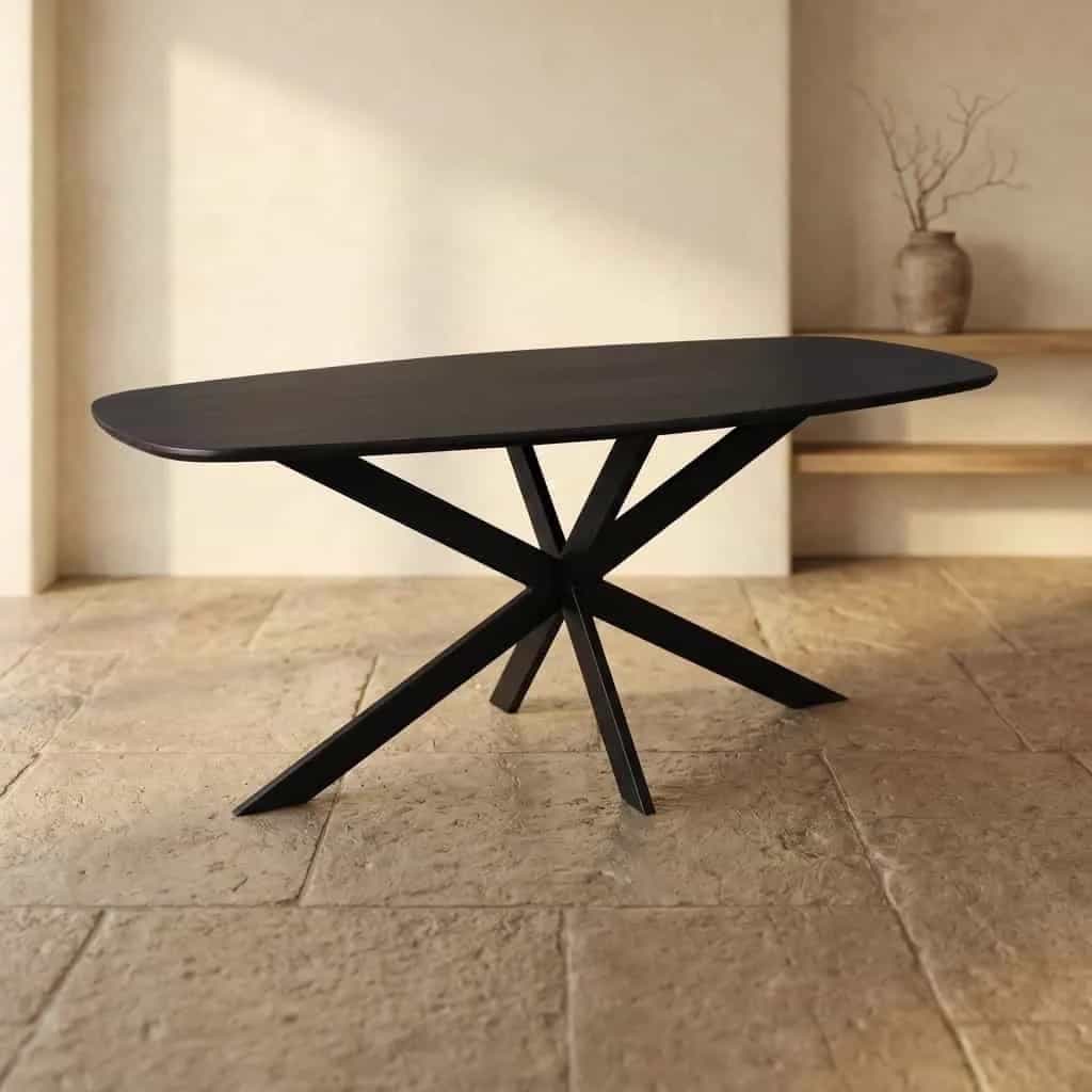Eiken eettafel Ferris | Deens Ovaal 180 cm | Zwart