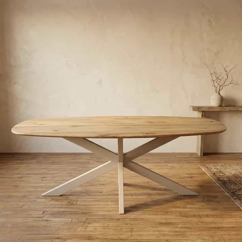 Eiken eettafel Ferris | Deens Ovaal 200 cm | Naturel | Poot Sand