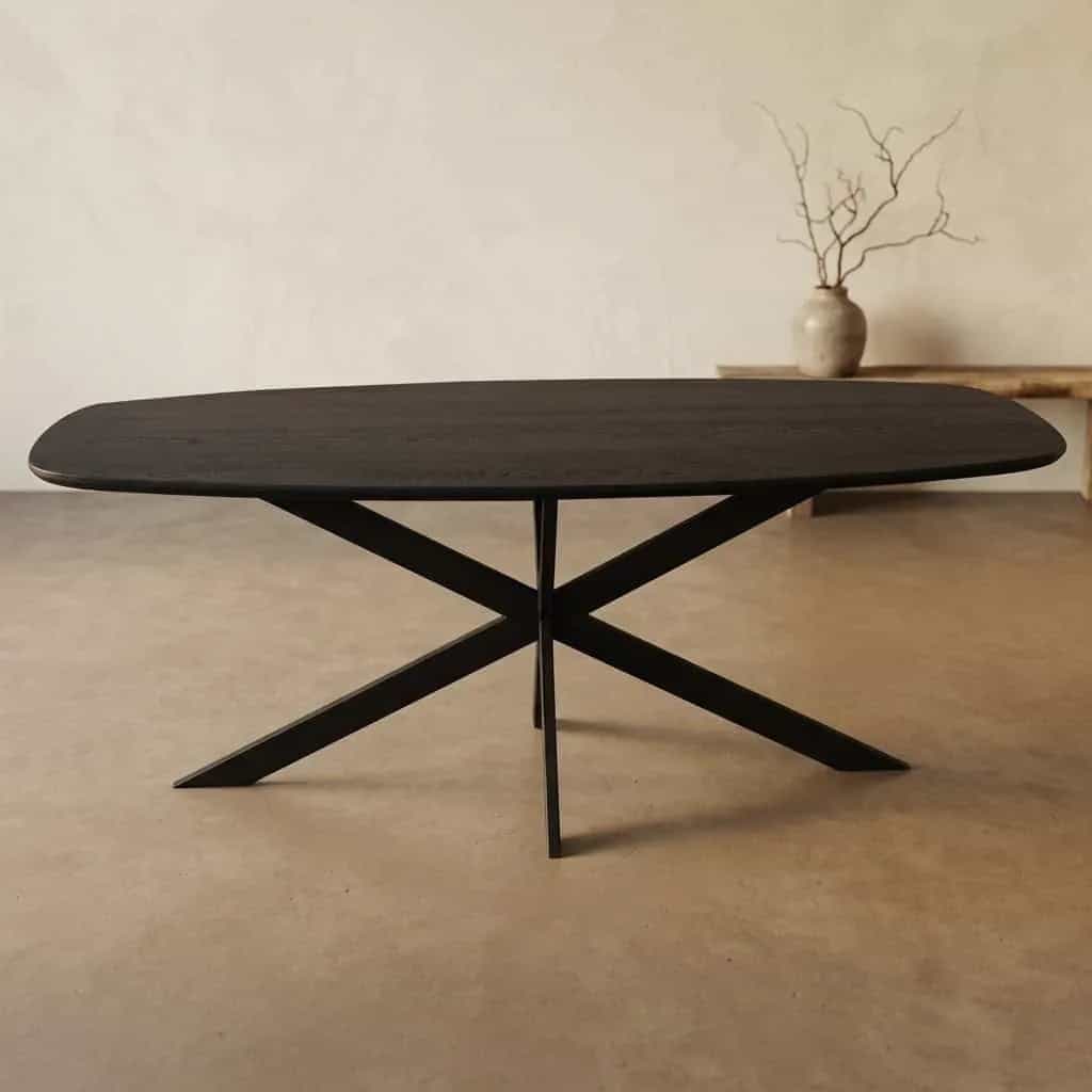Eiken eettafel Ferris | Deens Ovaal 200 cm | Zwart