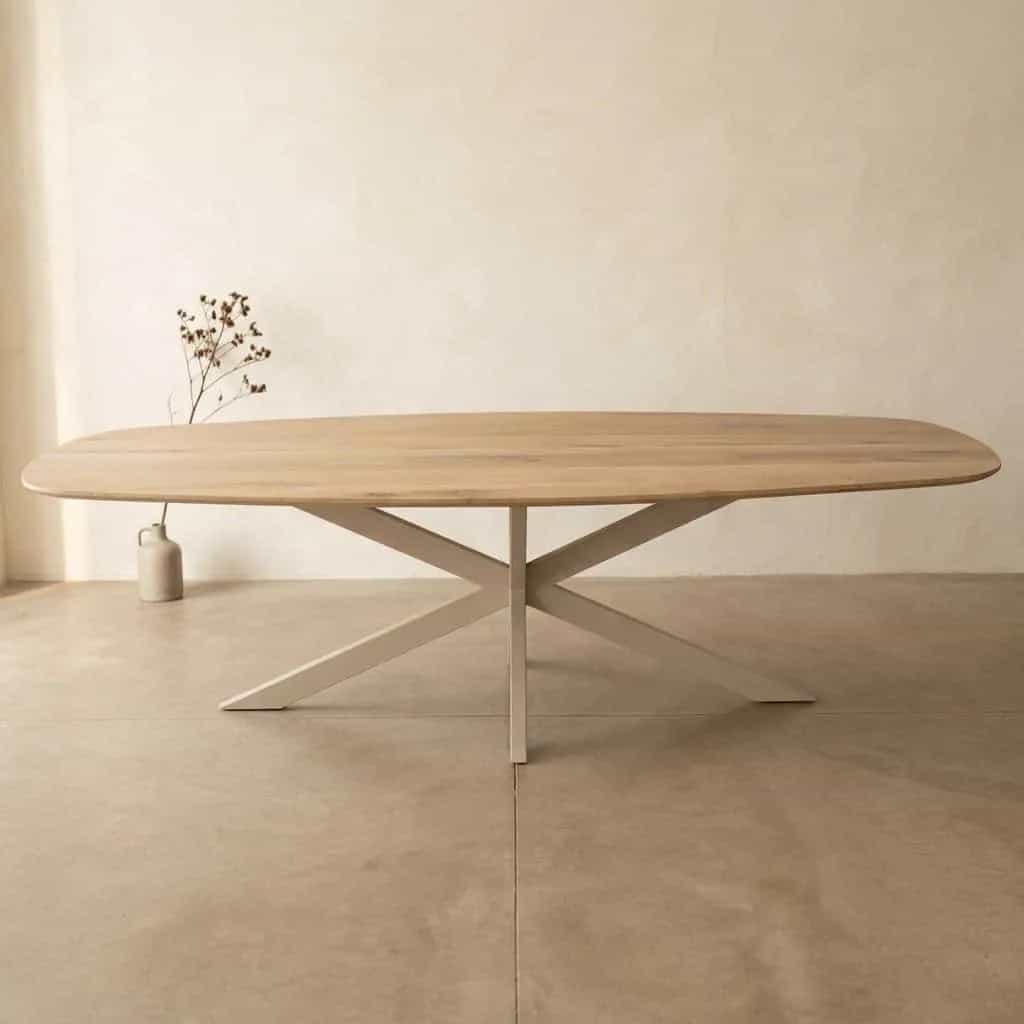 Eiken eettafel Ferris | Deens Ovaal 280 cm | Naturel | Poot Sand