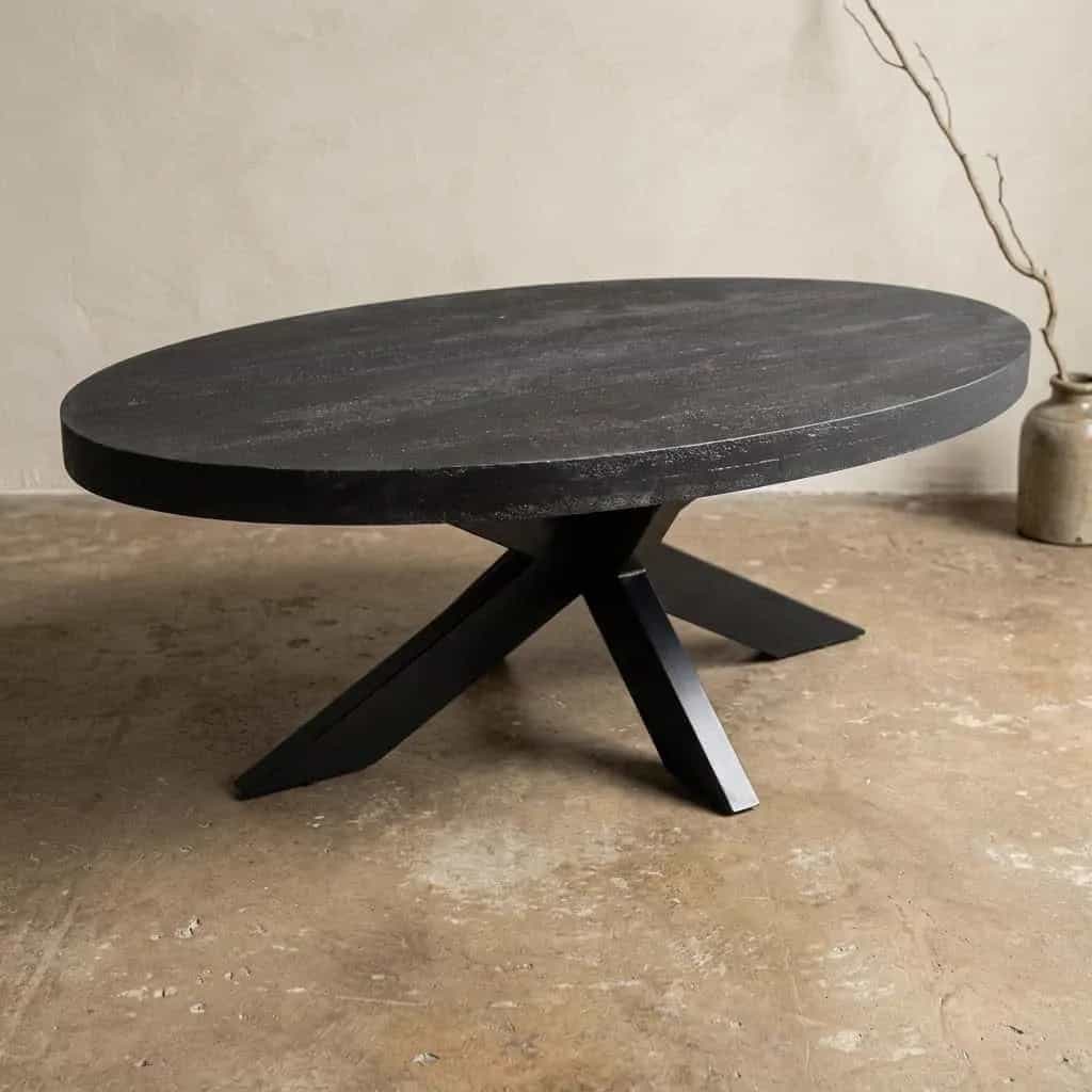 Salontafel mangohout ovaal zwart