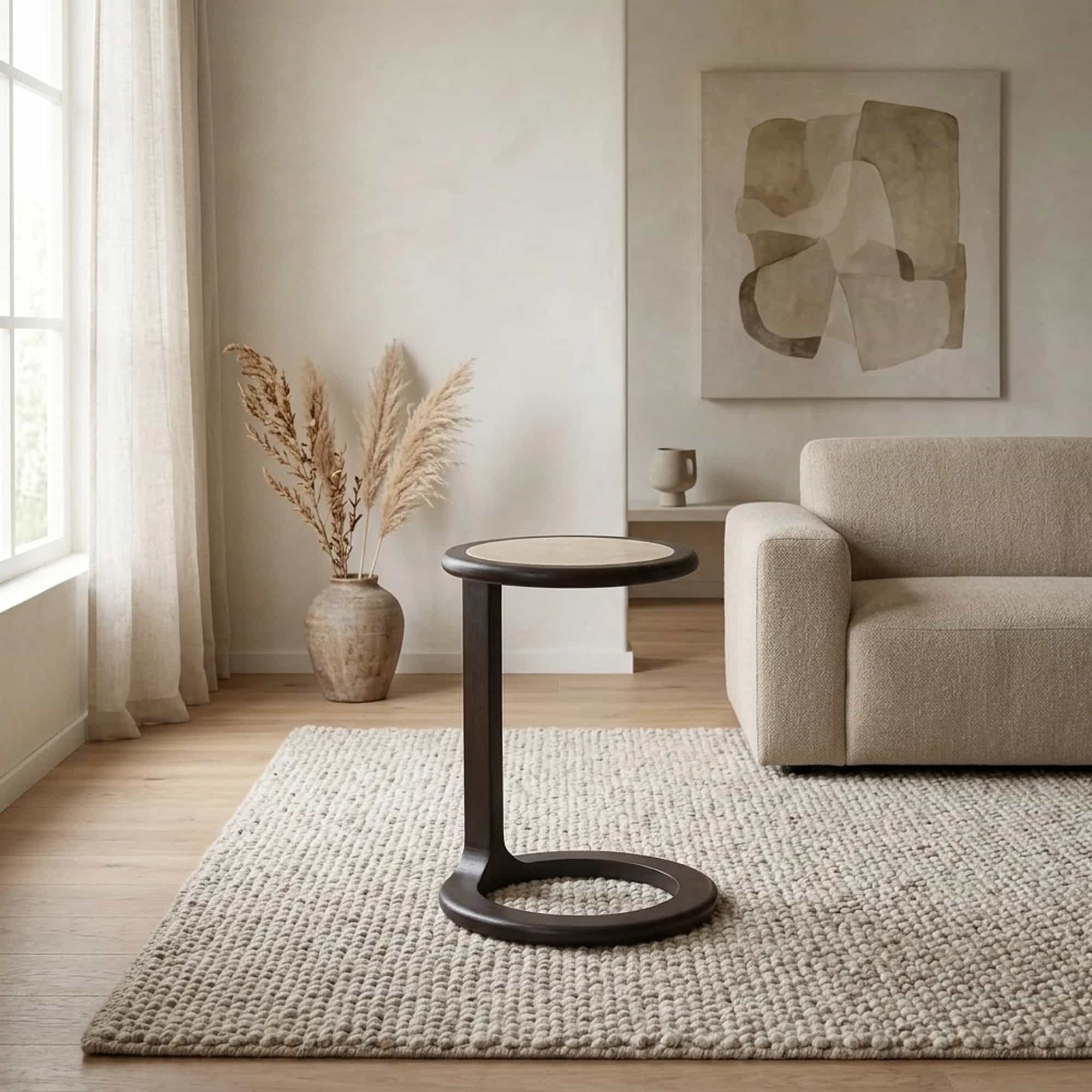 Bijzettafel Vinn Bruin Travertin 55 cm