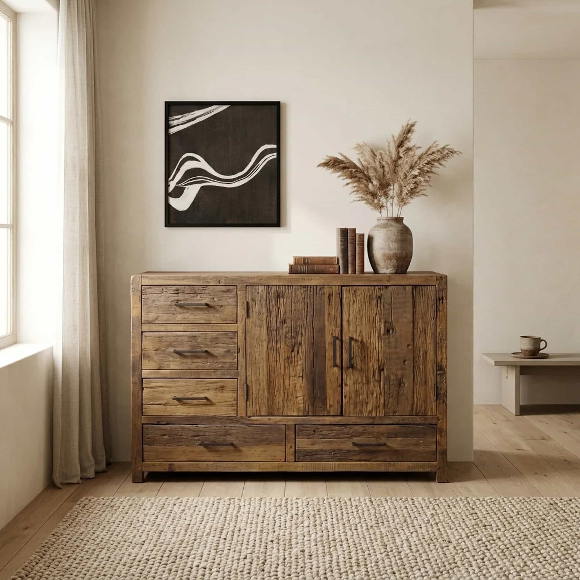 Brent Dressoir 120cm | Oud hout