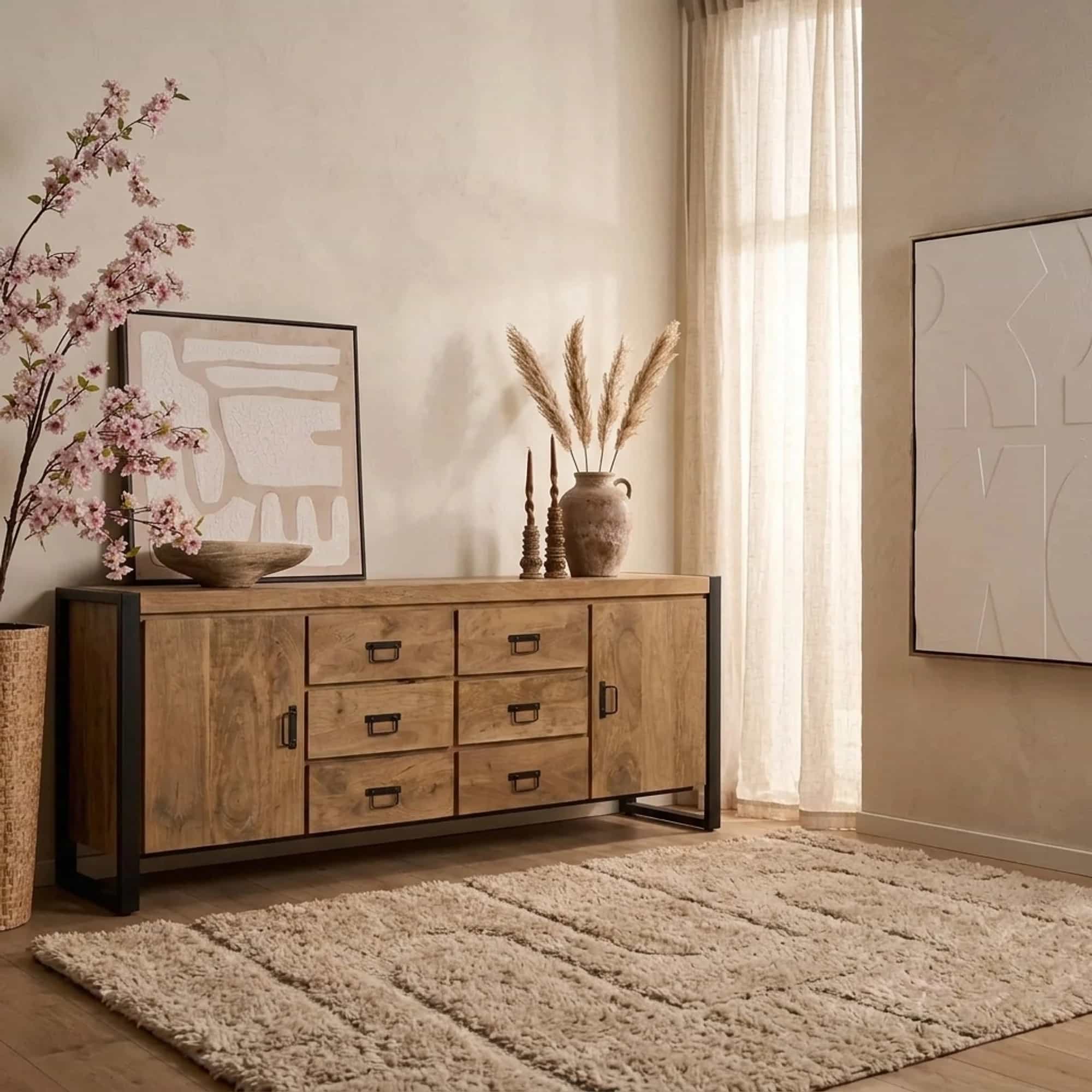 Dressoir Britt Naturel Mangohout 200 cm