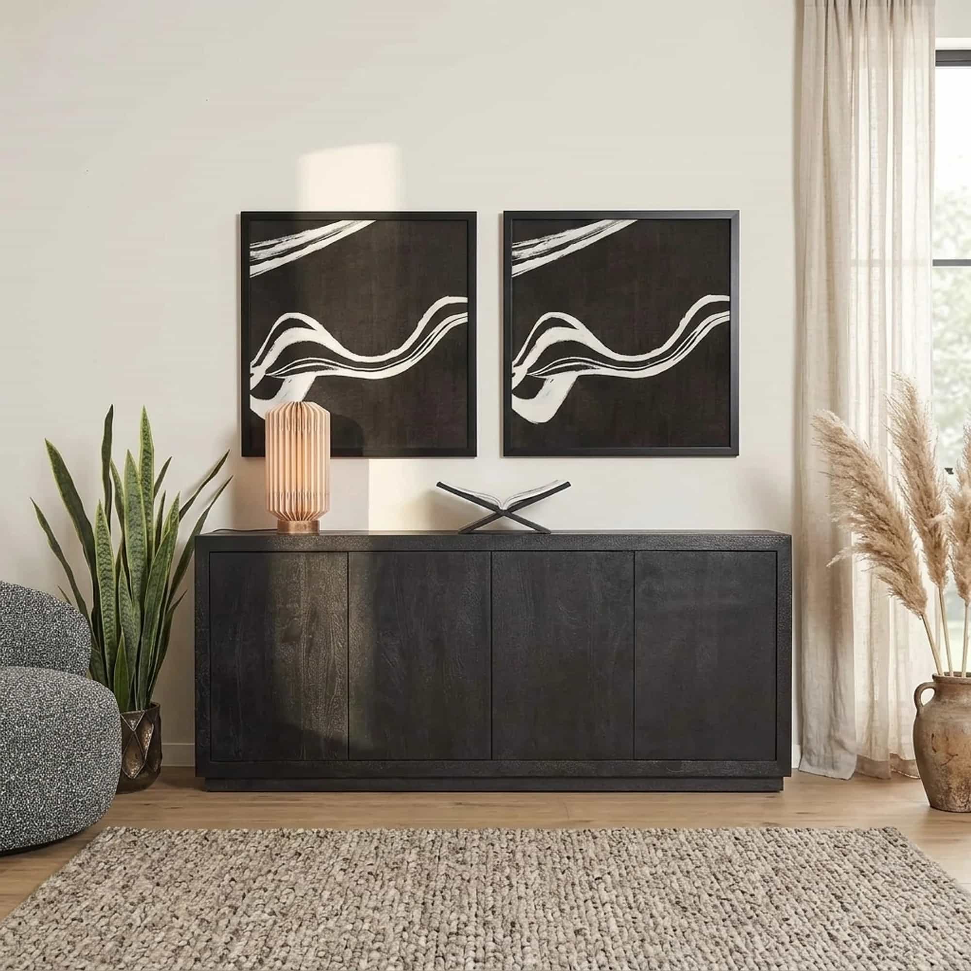 Dressoir Brussel Zwart Mangohout 200 cm