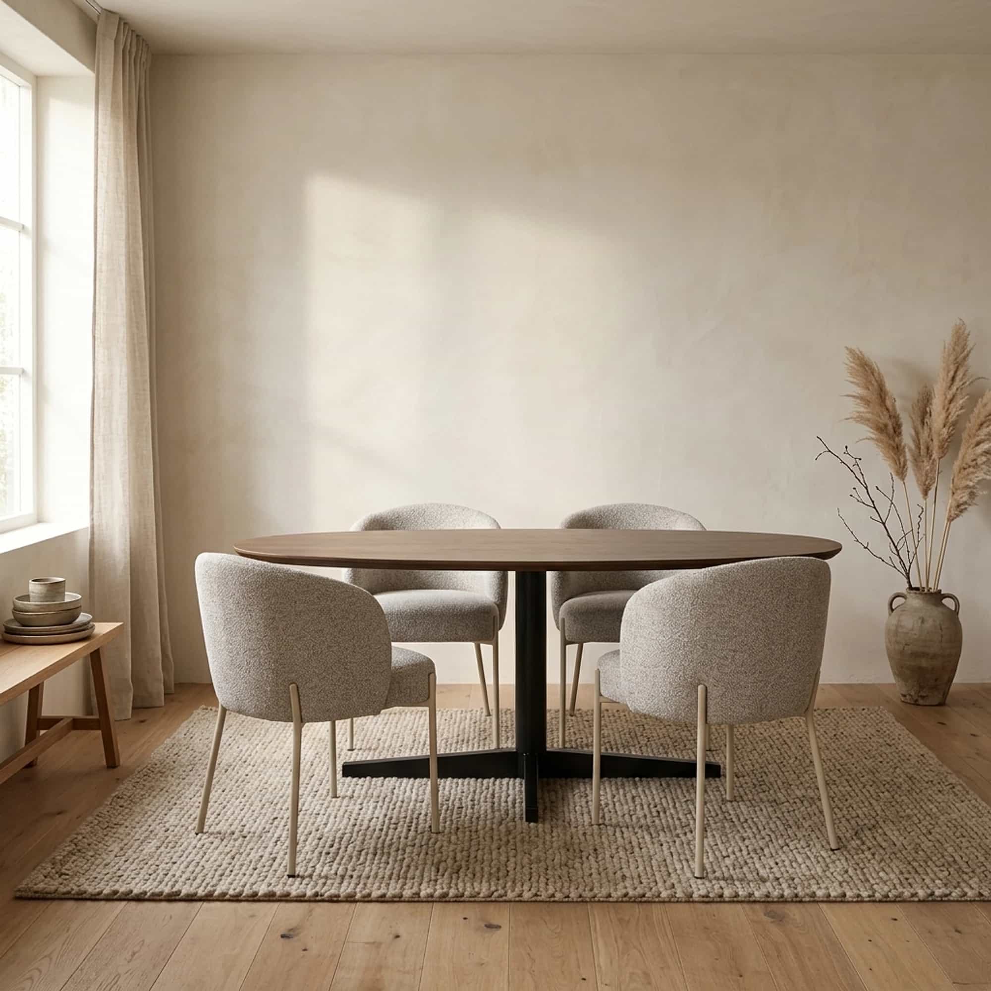 Eetkamertafel 220, organisch, poot Black, Mango Brown Walnut - My Sons