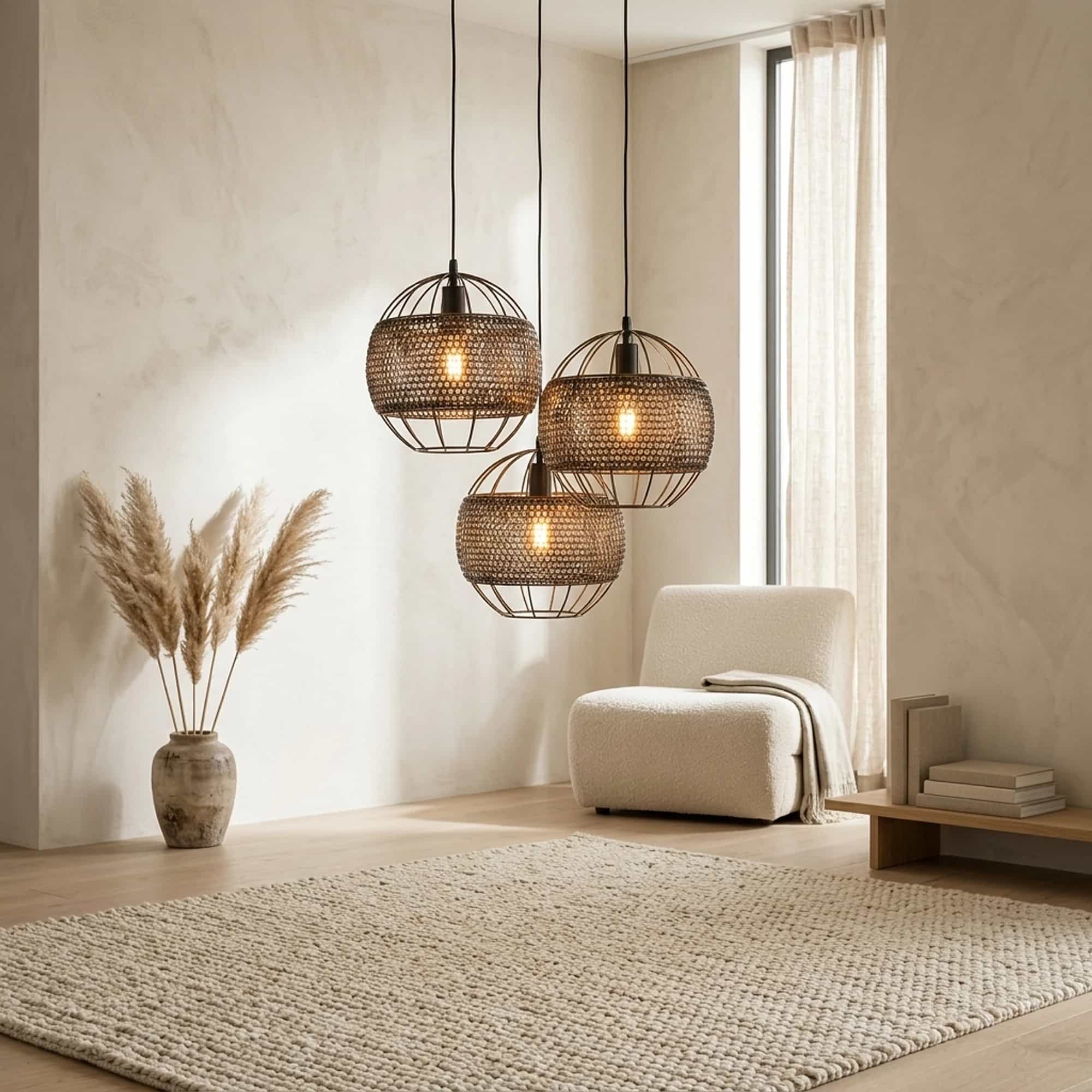 Hanglamp Armor Open 3-lichts / Zwart bruin