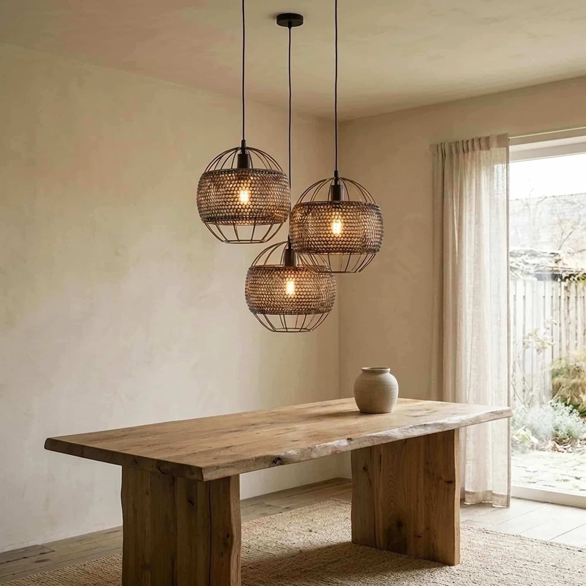 Hanglamp Armor Open 3-lichts / Zwart bruin