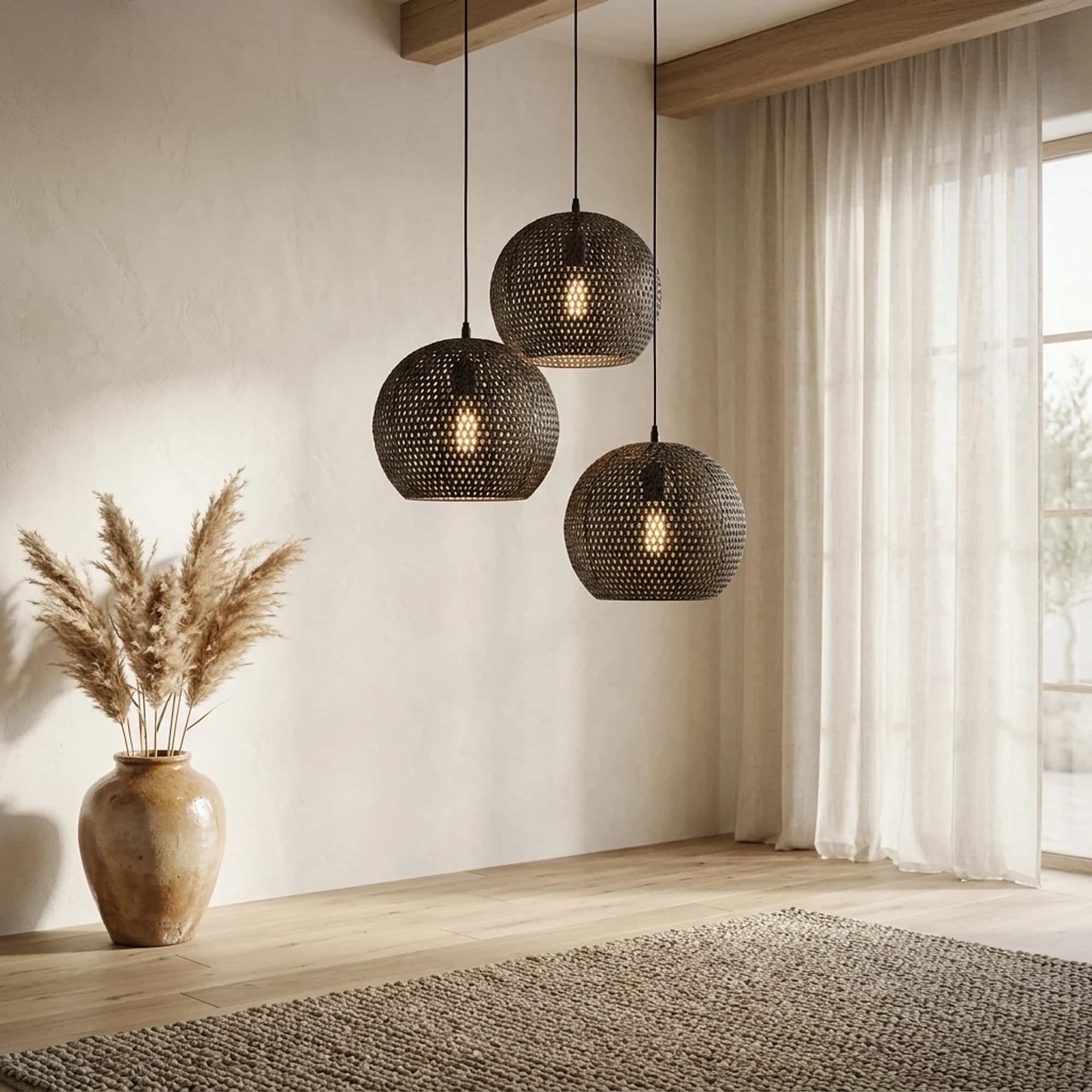 Hanglamp Armor Orb 3-lichts / Zwart bruin