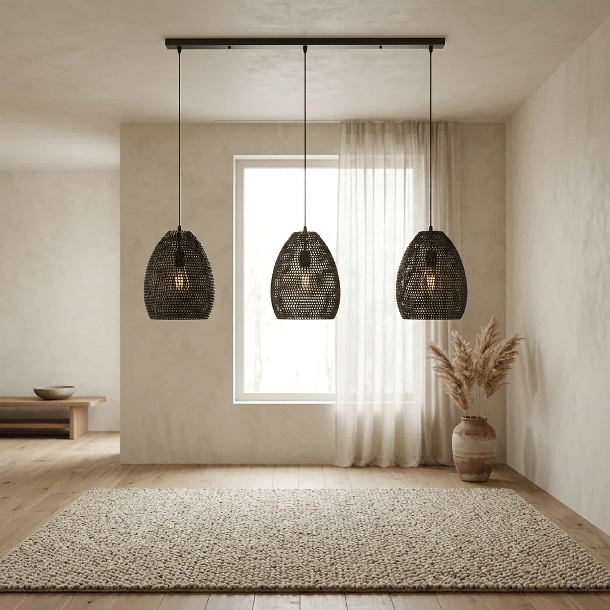 Hanglamp Armor Oval 3-lichts / Zwart bruin