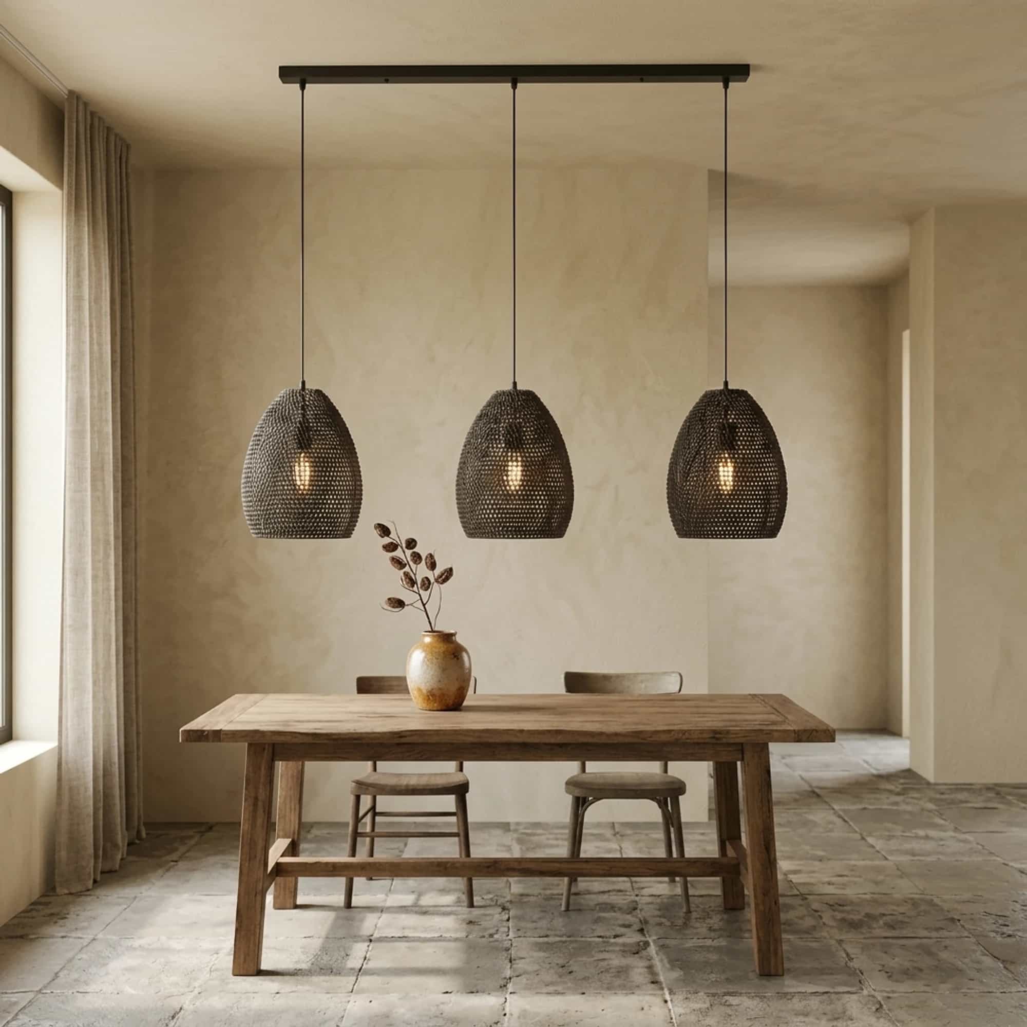 Hanglamp Armor Oval 3-lichts / Zwart bruin