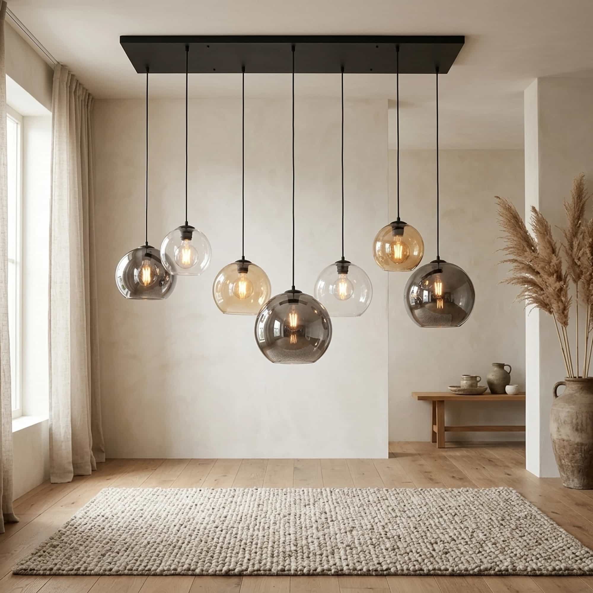 Hanglamp Multi Globe 4+3-lichts / Artic zwart