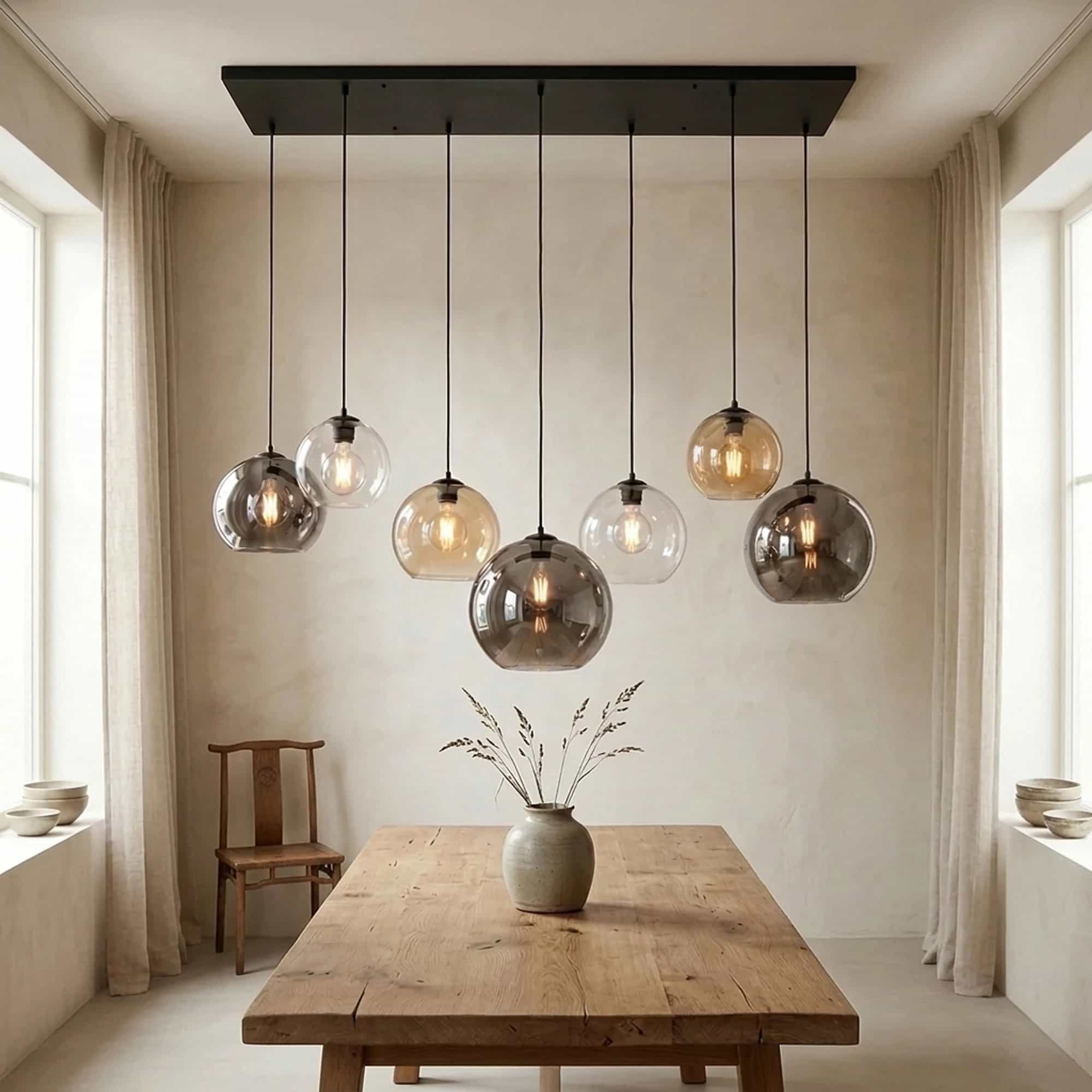 Hanglamp Multi Globe 4+3-lichts / Artic zwart
