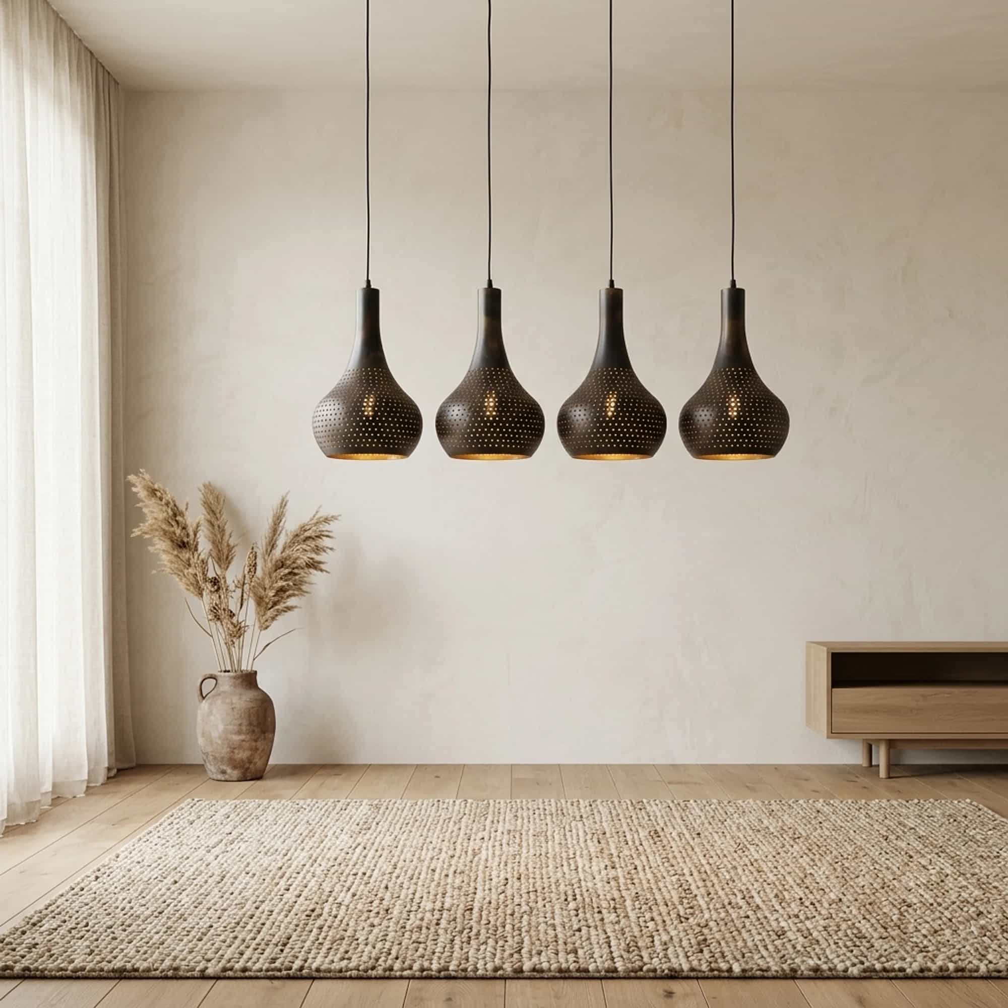 Hanglamp Punch Cone 4-lichts / Zwart bruin