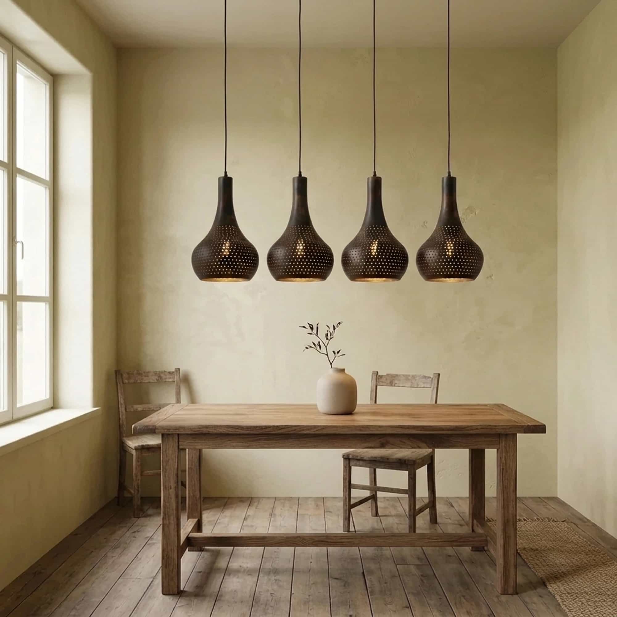 Hanglamp Punch Cone 4-lichts / Zwart bruin