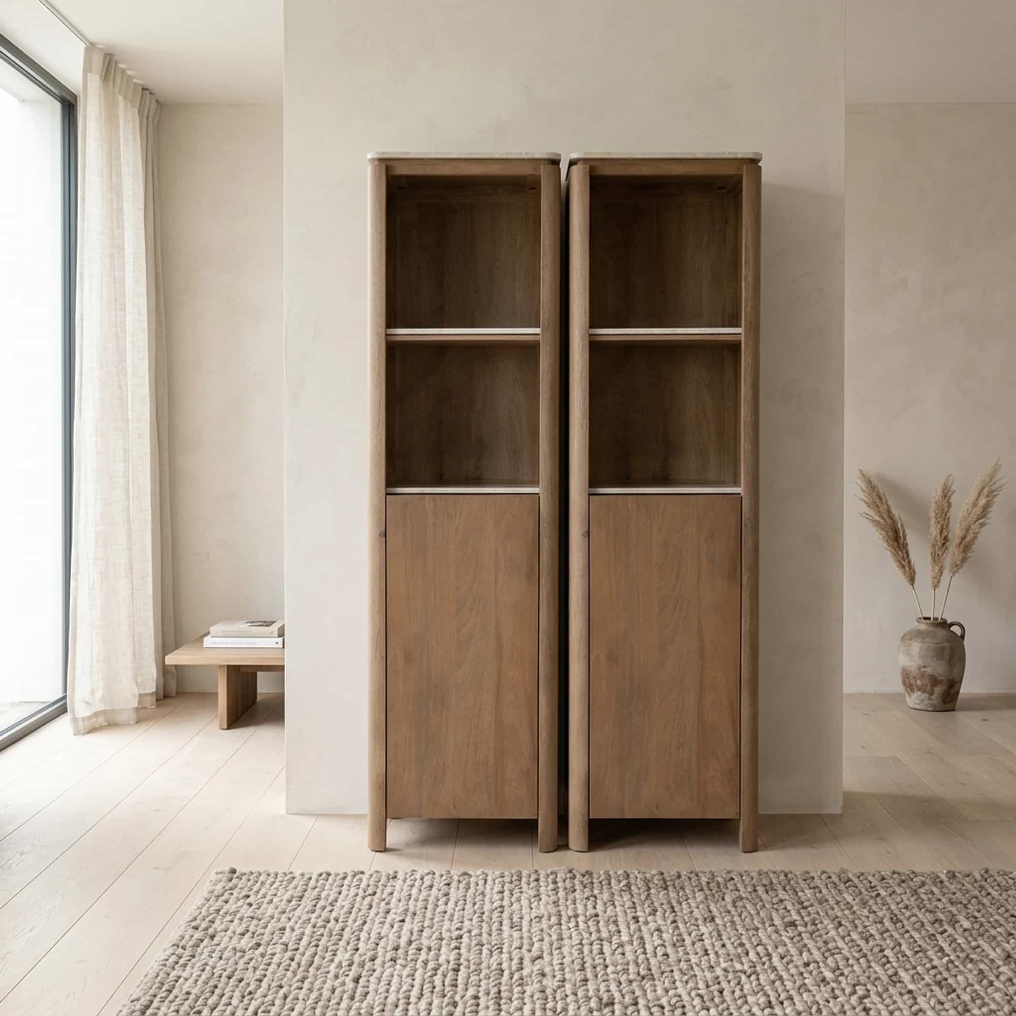 Inlegplank Boekenkast Dallas Beige Marmer Set van 2