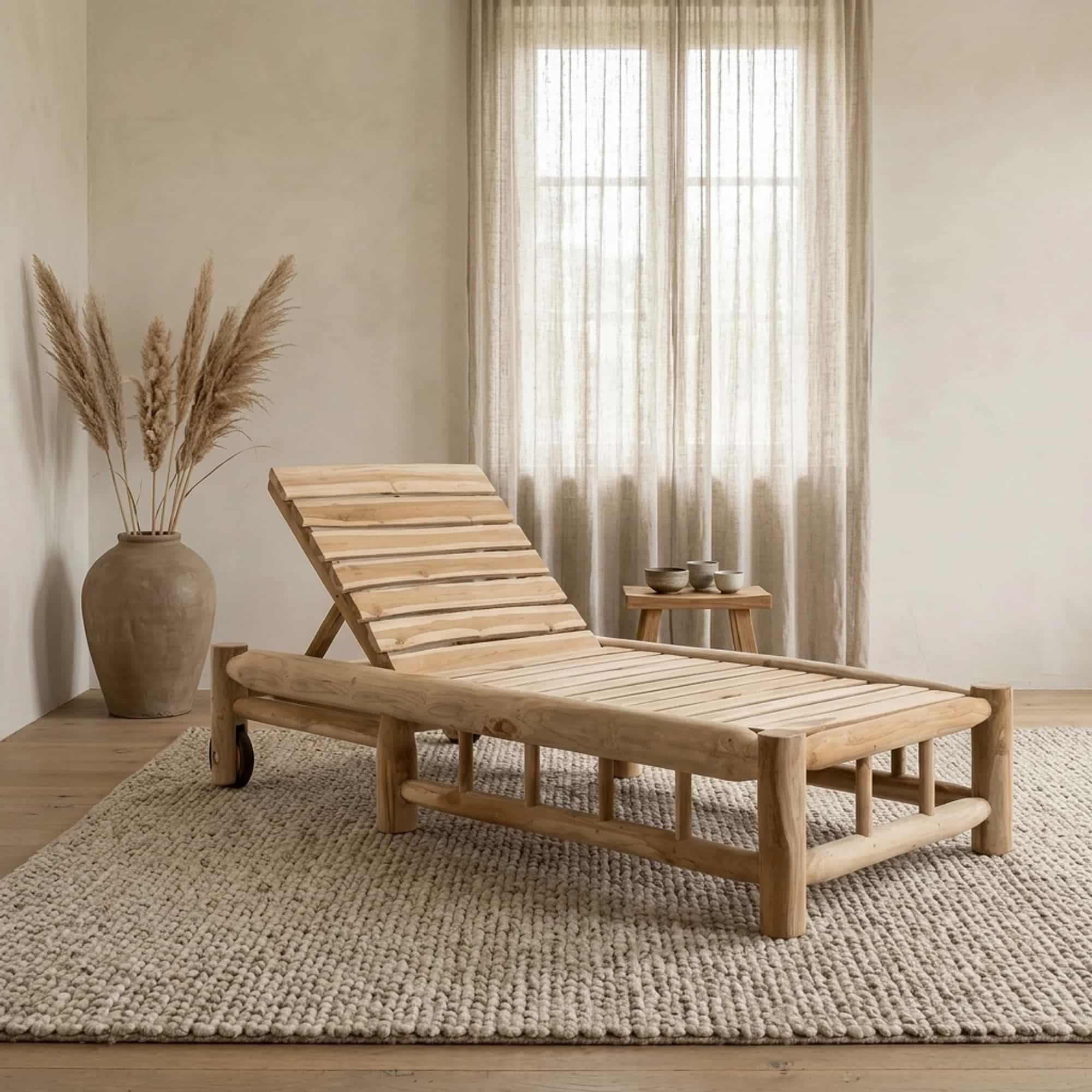 Ligstoel met Wielen Barney Teak