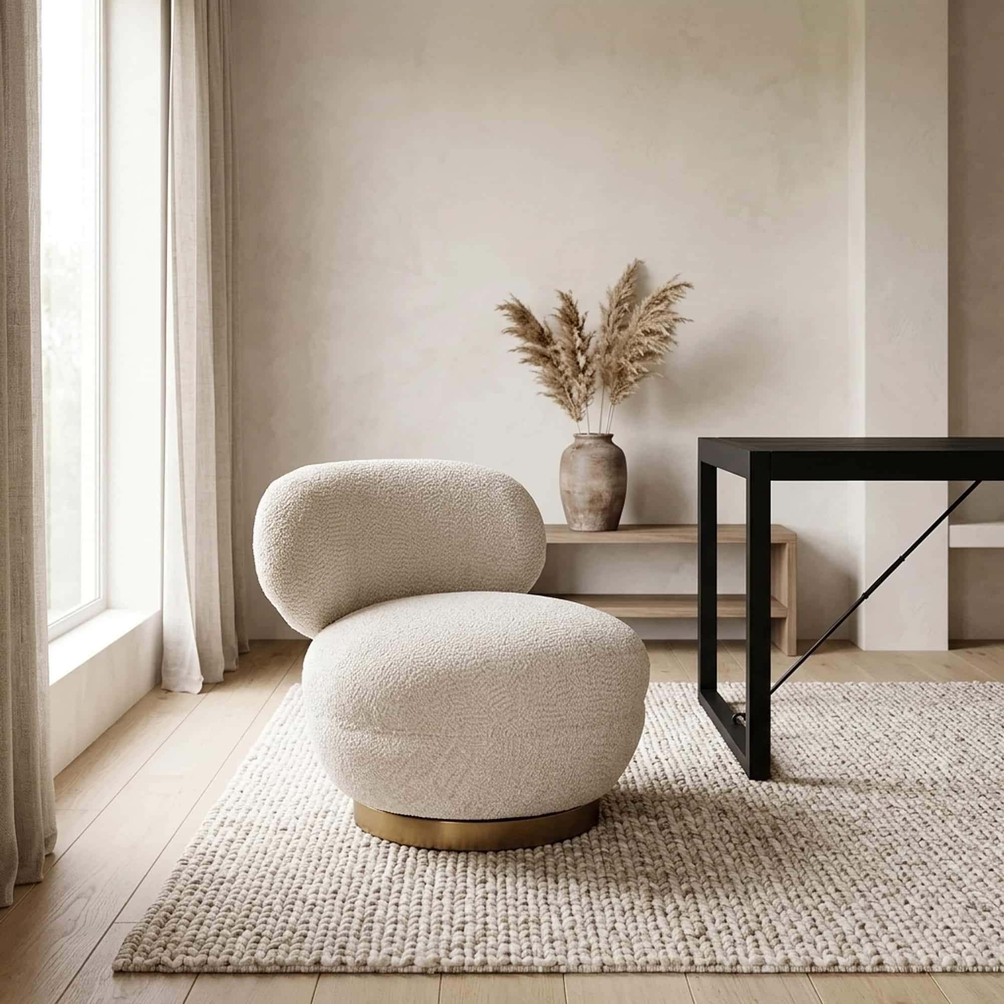 Lounge stoel Jace lovely cream swivel