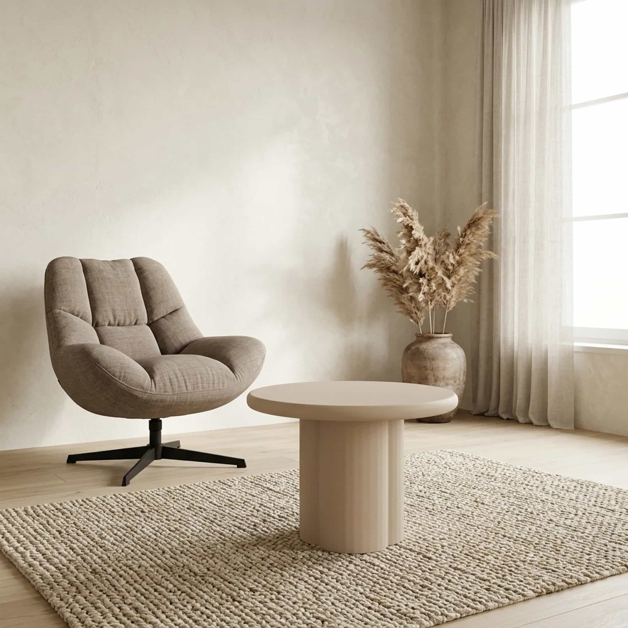 Melzo Bijzettafel rond beige 60 cm