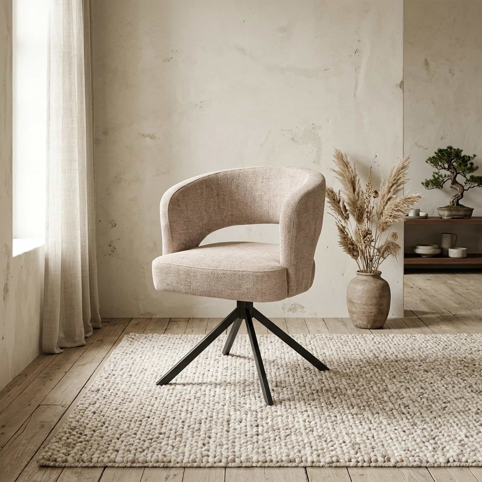 Mura Armstoel - fabric Haga 30 beige (draaibaar)