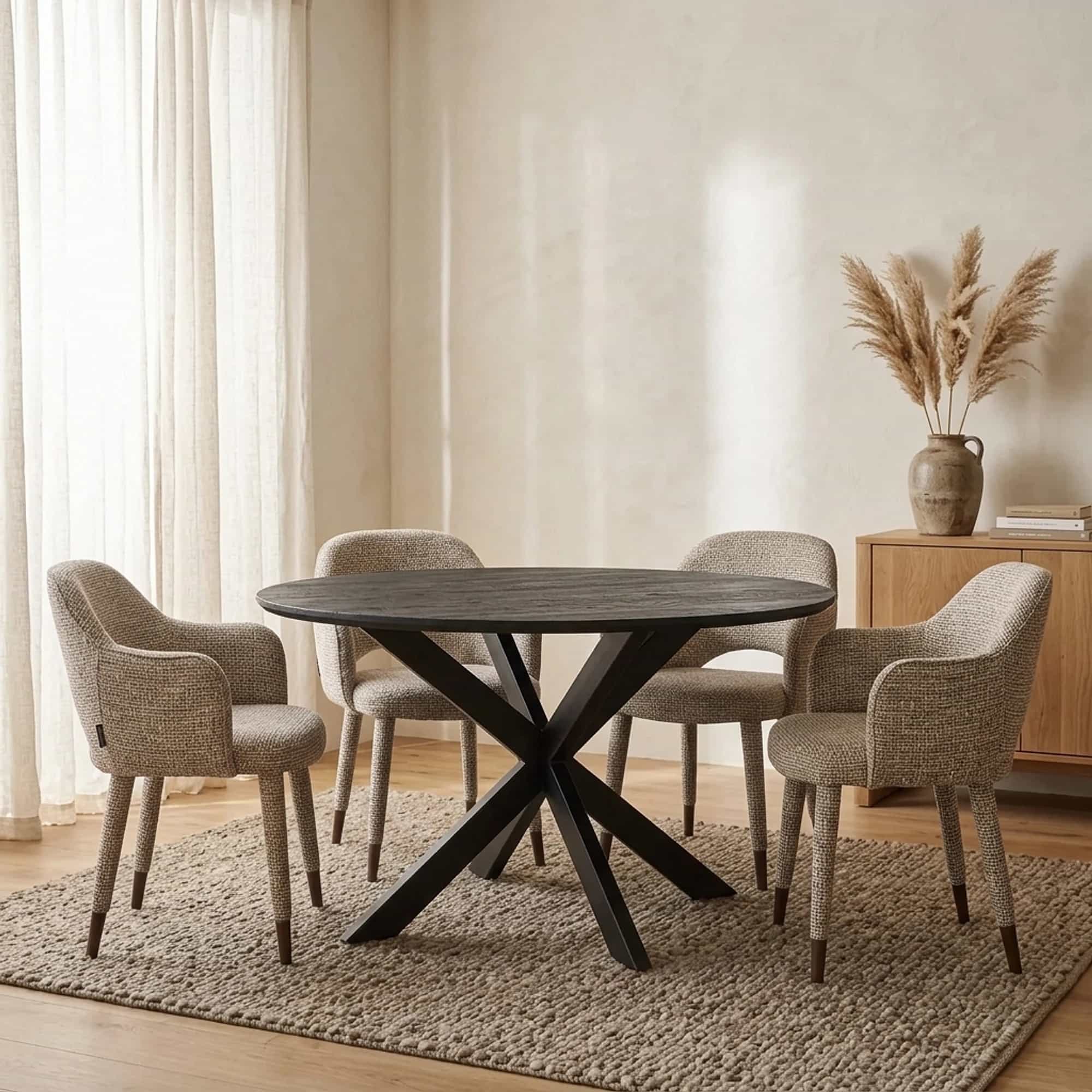 Ronde eettafel New York Zwart Mangohout 150 cm
