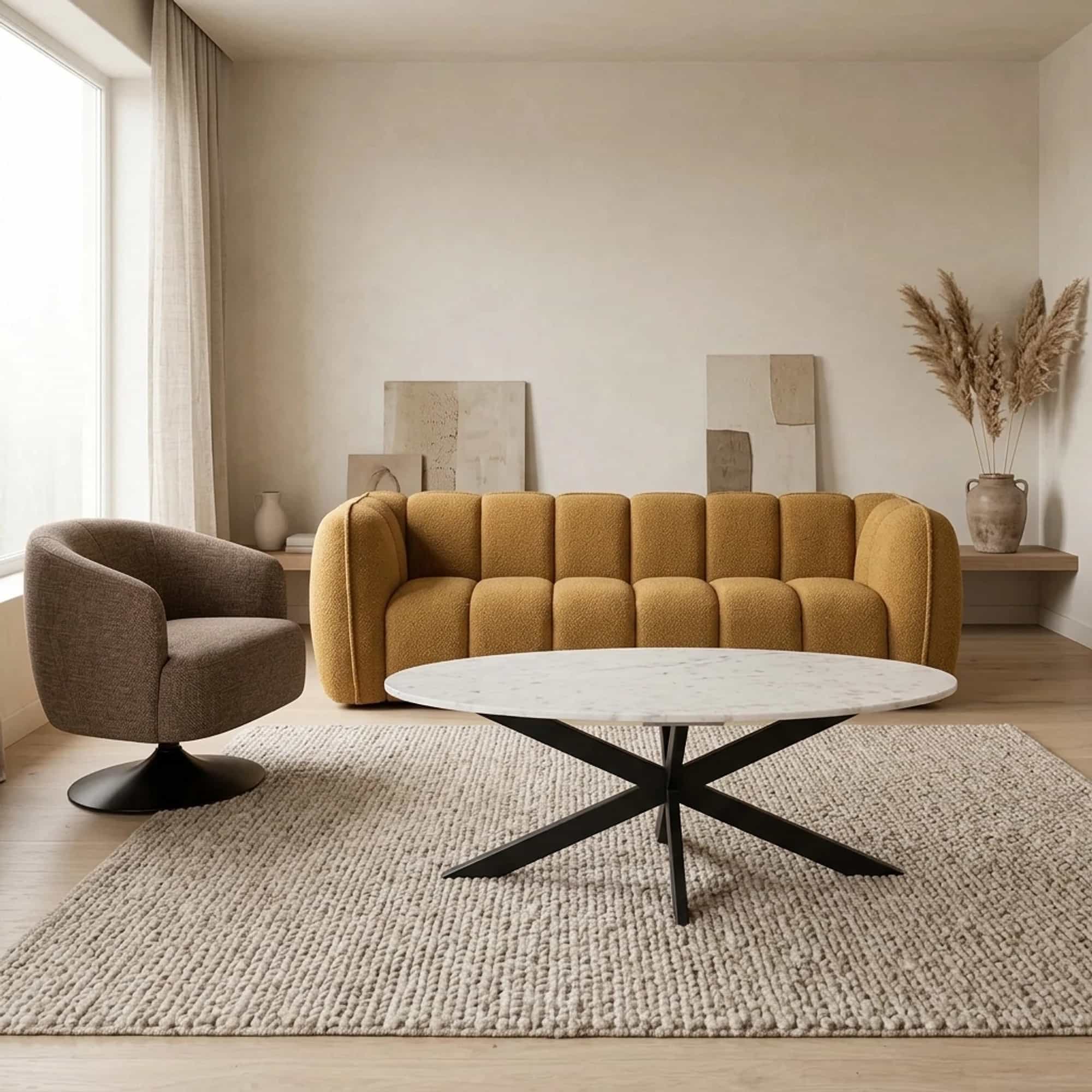 Salontafel Faye White marble | 130 cm | Ovaal