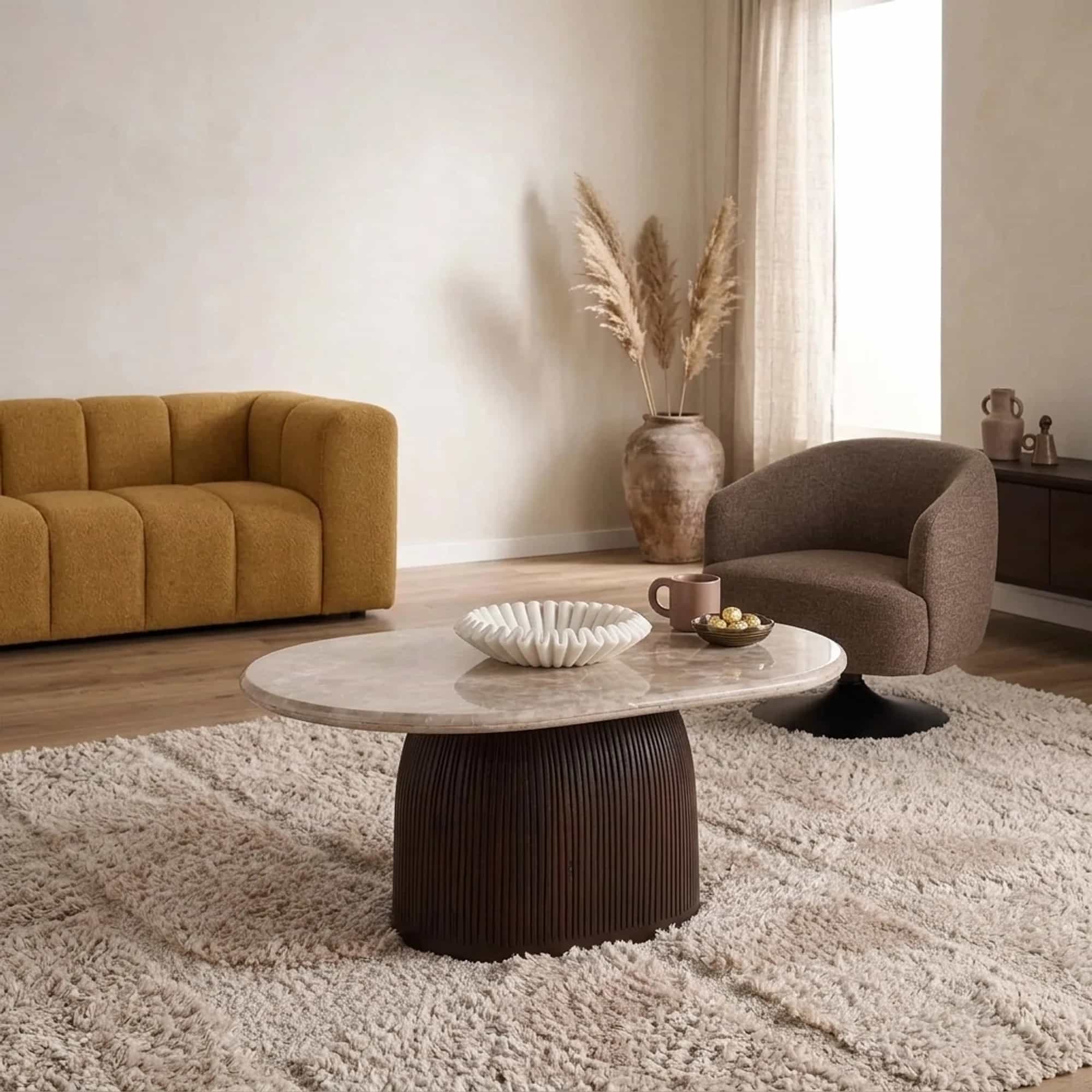 Salontafel Noel Bruin Marmer 90 cm